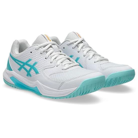 Asics Gel-Dedicate 8 Women's Pickleball Shoes - White/Energy Aqua - Image 3