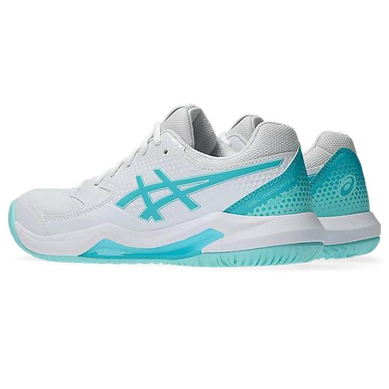 Asics Gel-Dedicate 8 Women's Pickleball Shoes - White/Energy Aqua - Image 4