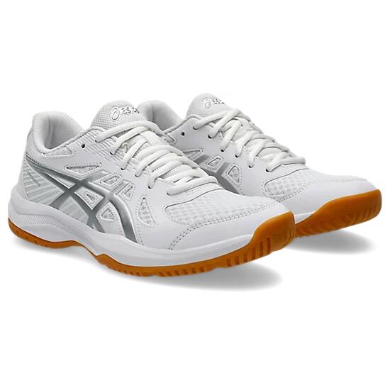 Asics Upcourt 6 Women's Court Shoes - White/Pure Silver - Image 3