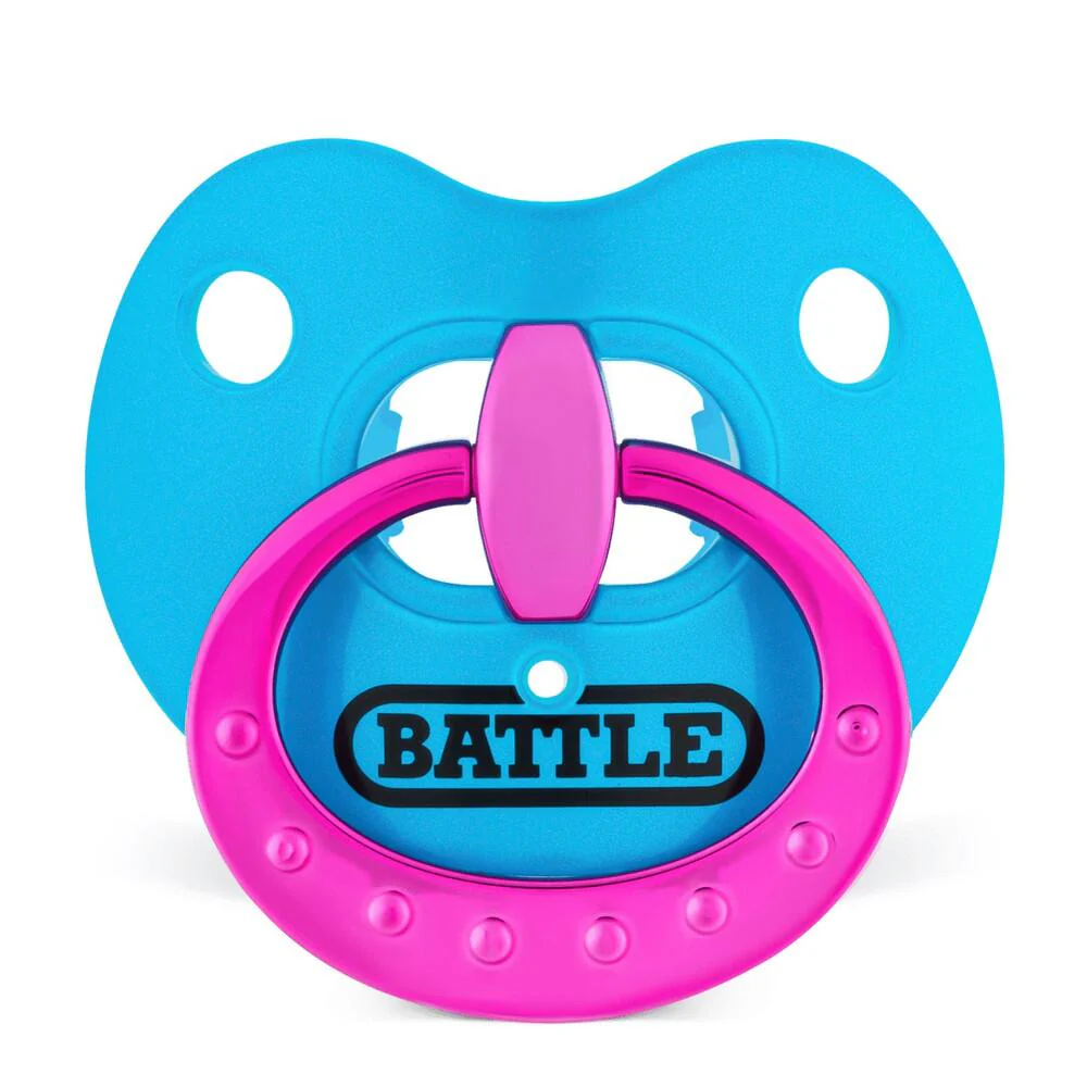 Battle Sports Binky Oxygen Football Mouthguard - Chrome Baby Blue/Pink