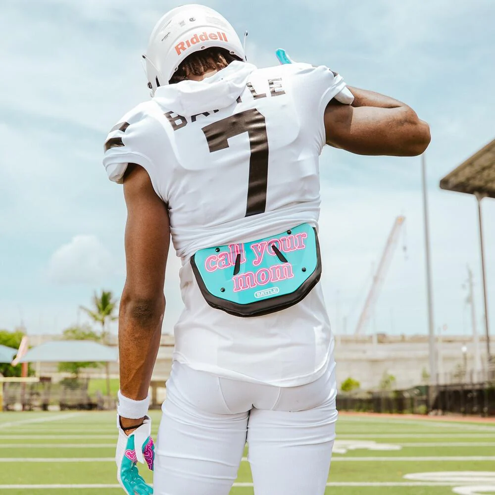 Battle Sports Chrome Football Back Plate - Call Your Mom - Image 3