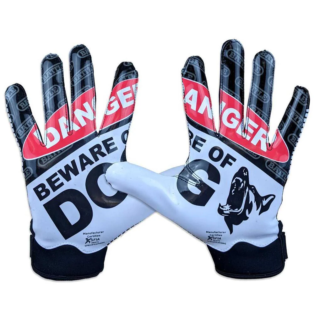 Battle Sports Doom Youth Receiver Football Gloves - Beware Of Dog - Image 2