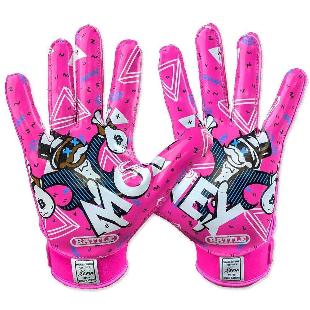 Battle Sports Money Man 2.0 Adult Receiver Football Gloves - Pink - Image 2