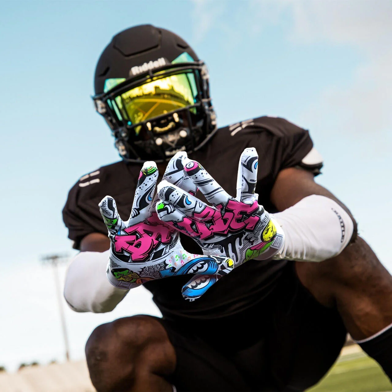 Battle Sports Triple Threat Football Receiver Gloves - Graffiti - Image 3