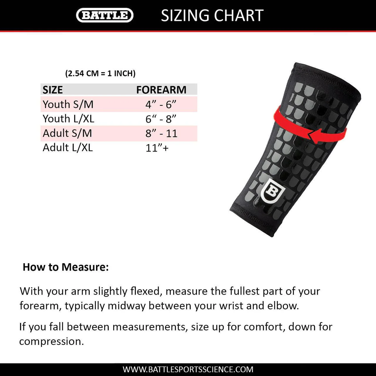 Battle Sports Ultra-Stick Youth Forearm Sleeve - Black - Image 3