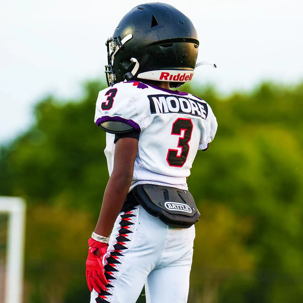 Battle Sports Youth Football Back Plate - Black/White - Image 4