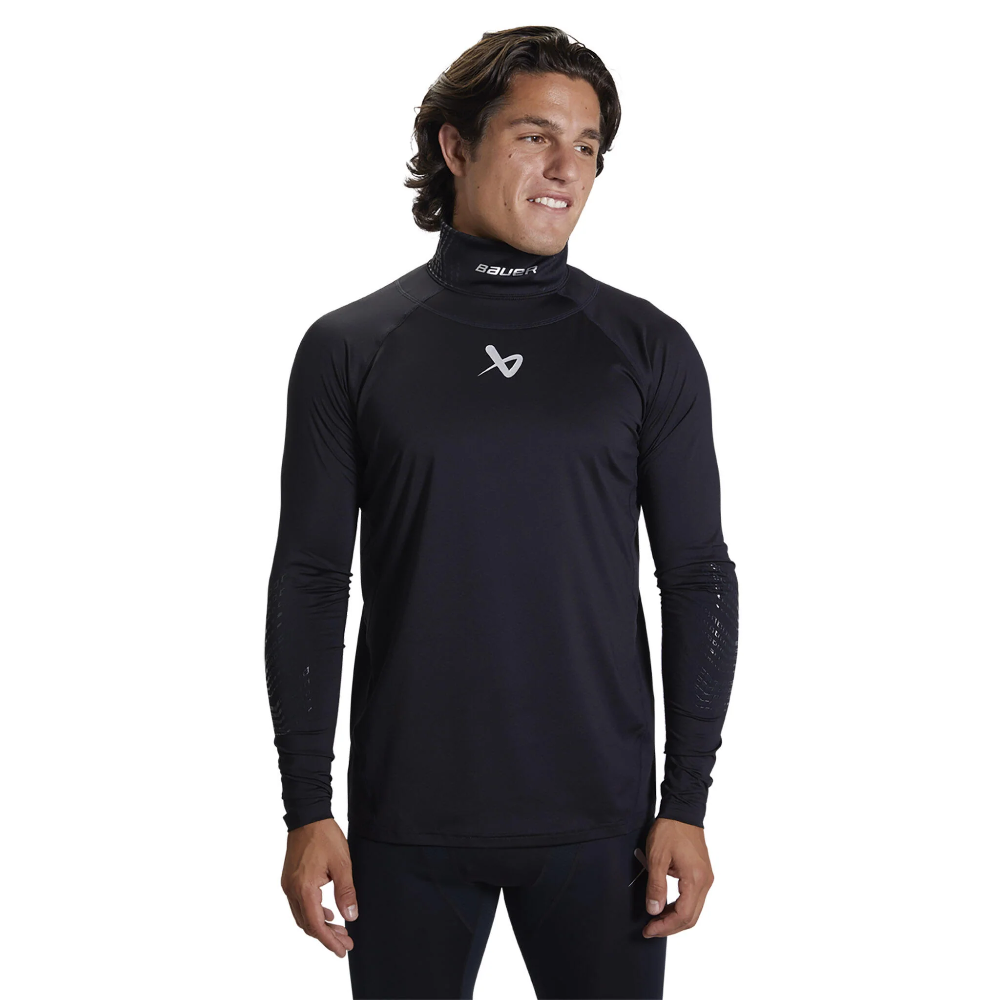 Bauer Cut-Resistant Neck Protect Long Sleeve Senior Top - Black