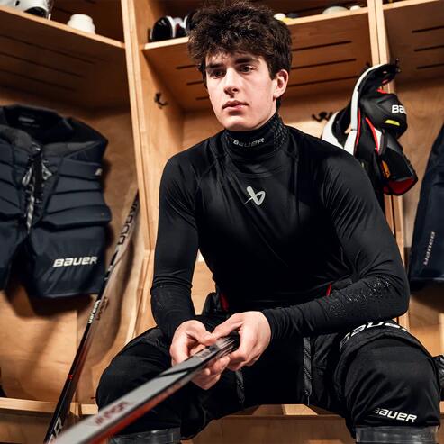 Bauer Cut-Resistant Neck Protect Long Sleeve Senior Top - Black - Image 4
