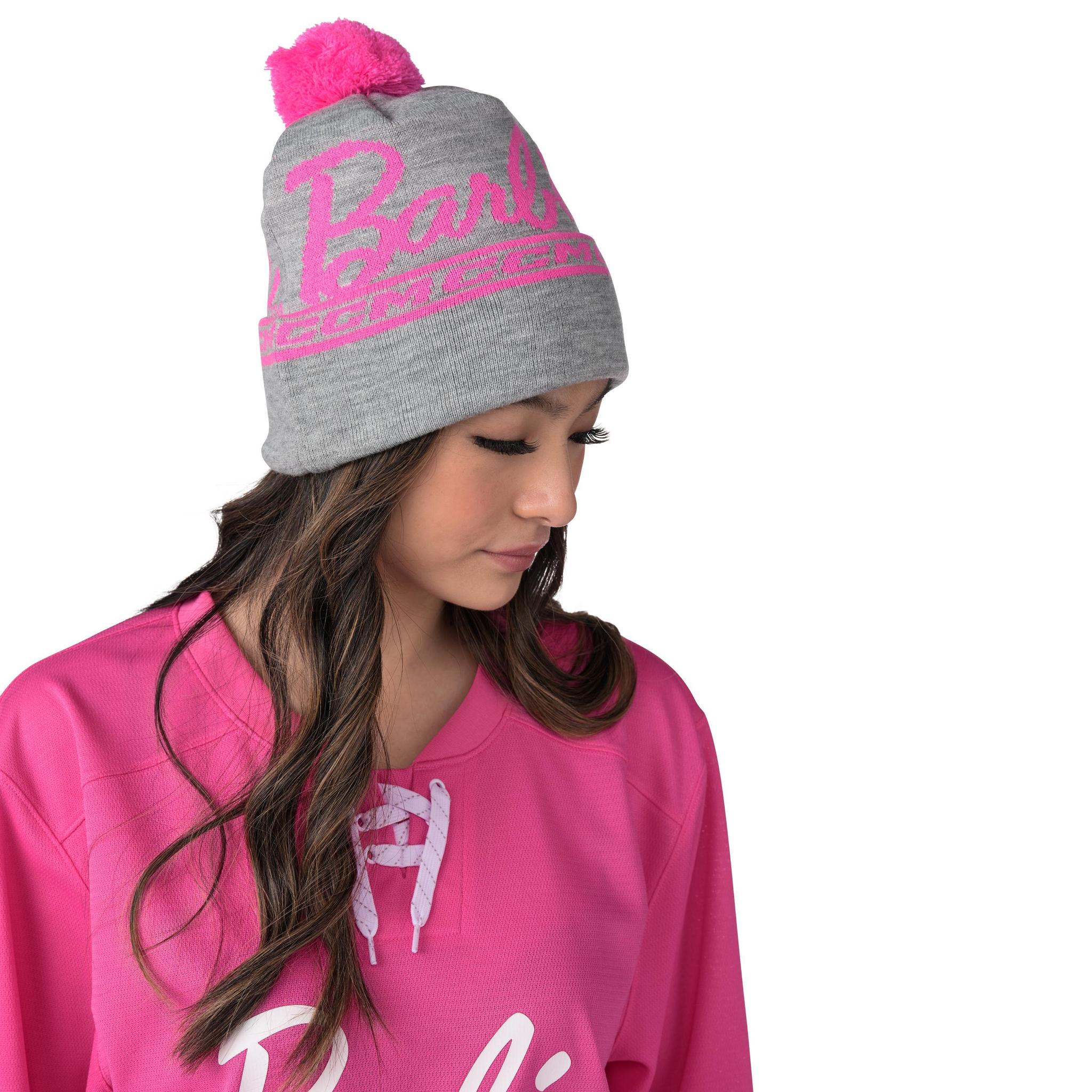 Barbie™ x CCM Grey Embroidered Pom Knit Hat - Image 3