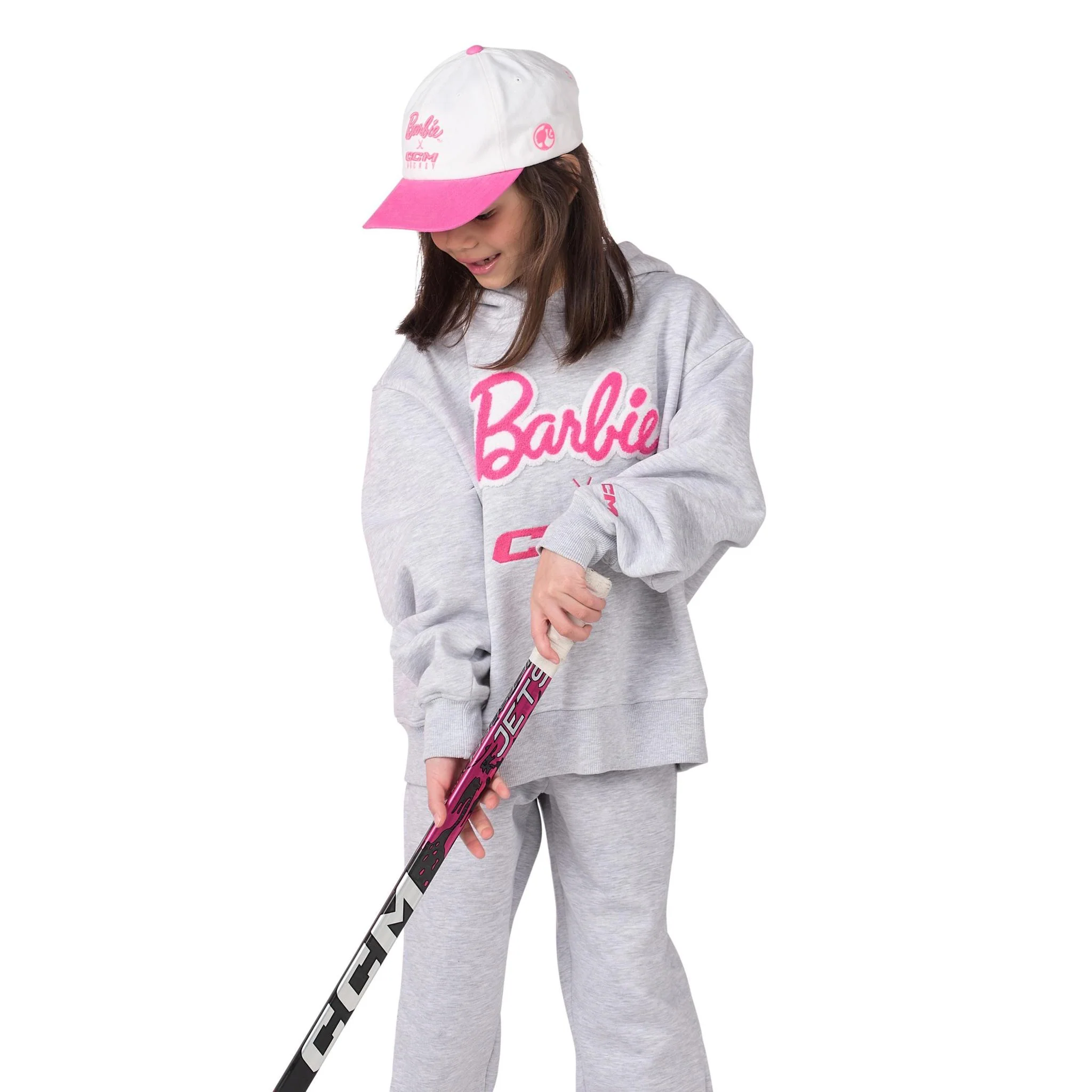 Barbie™ x CCM Grey Embroidered Youth Hoodie - Image 4