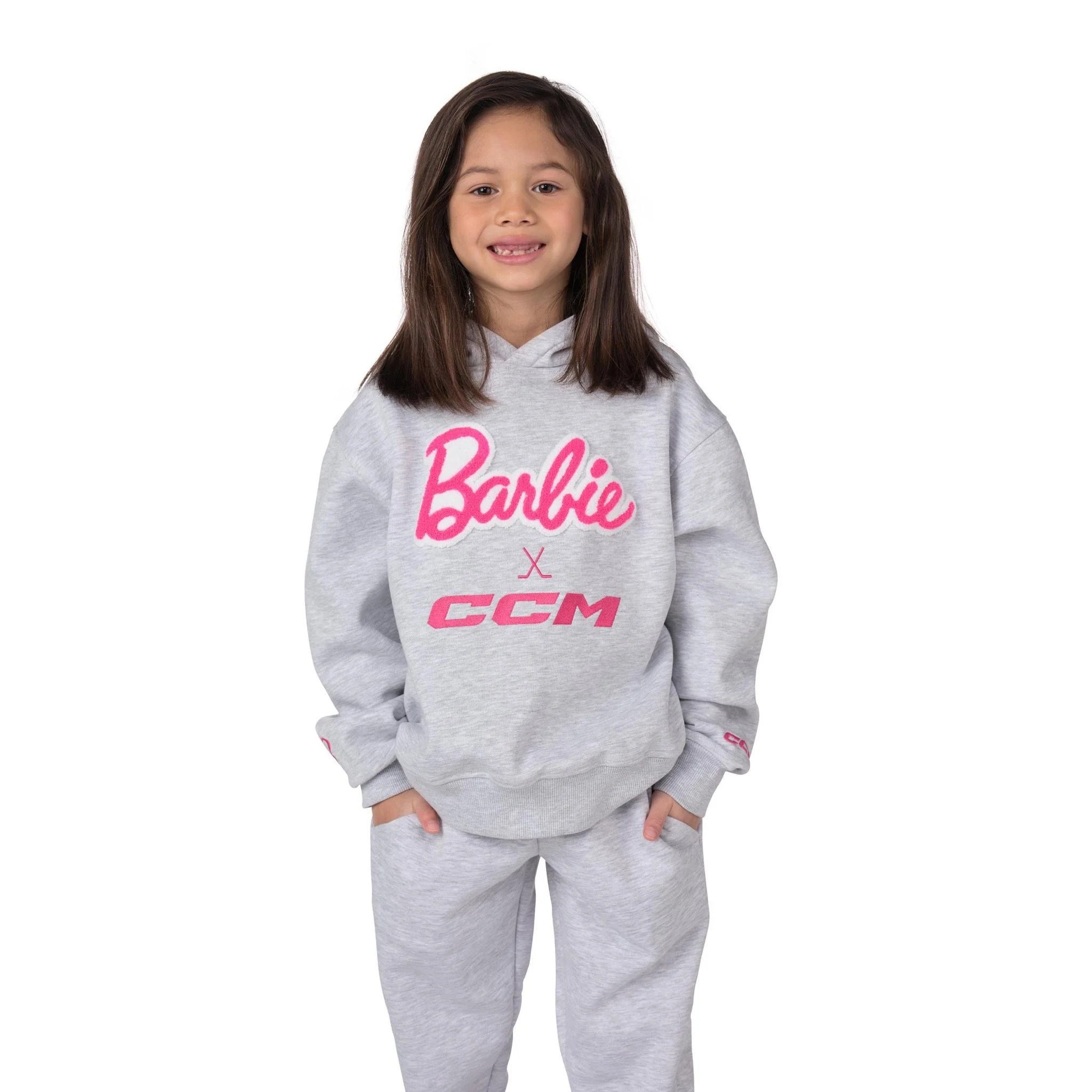 Barbie™ x CCM Grey Embroidered Youth Hoodie - Image 5