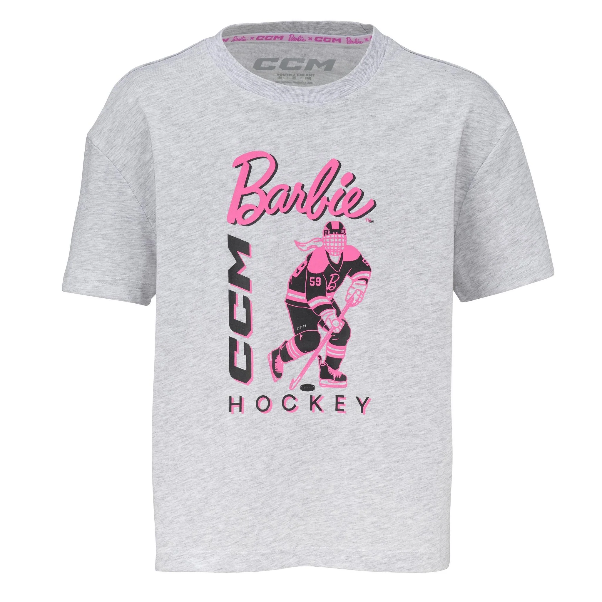 Barbie™ x CCM Grey Short Sleeve Youth T‑Shirt