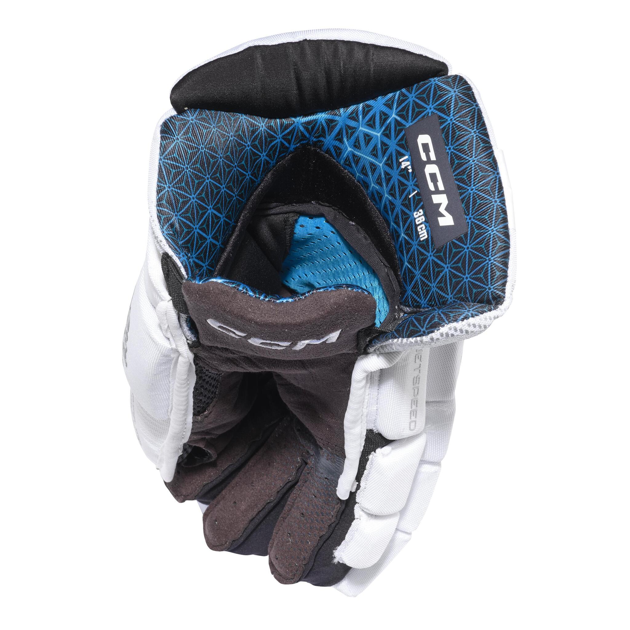 CCM JetSpeed FT8 PRO White Junior Hockey Gloves (2025) - Image 3