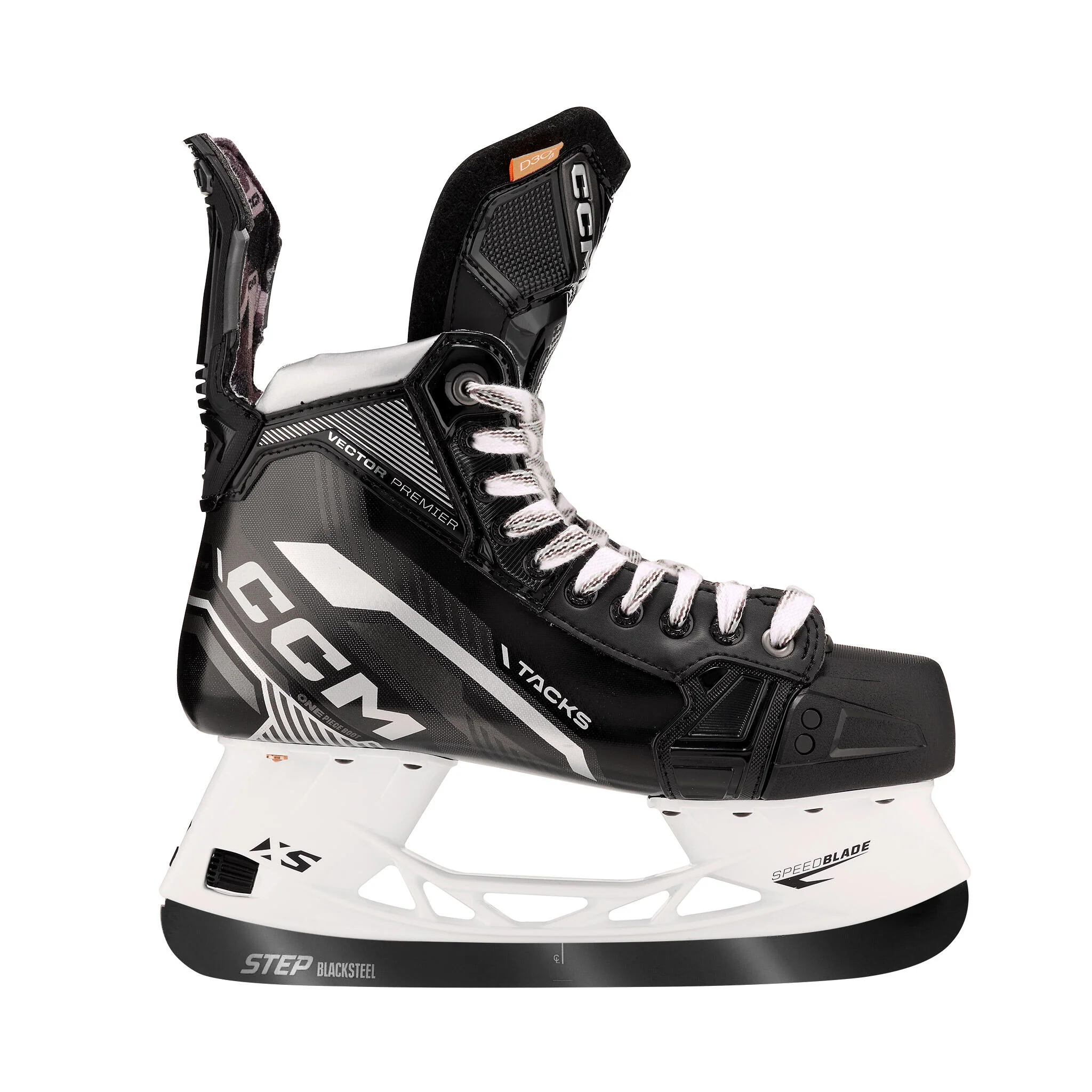 CCM Tacks Vector Premier Intermediate Hockey Skates (2022) with STEP Blacksteel XS - Source Exclusive