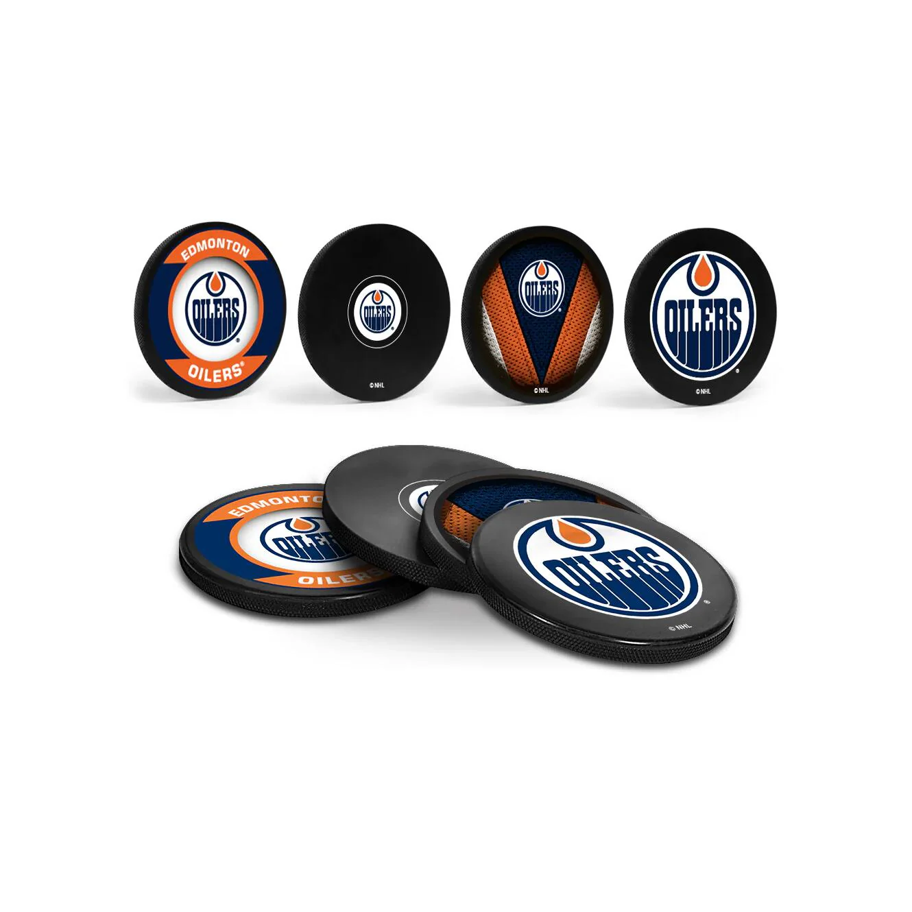 Inglasco NHL Puck Drink Coasters In Cube (4-Pack) - Edmonton Oilers - Image 2