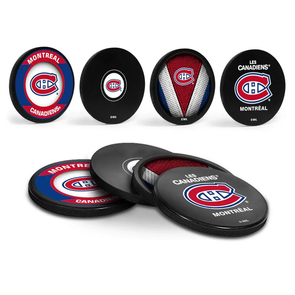 Inglasco NHL Puck Drink Coasters In Cube (4-Pack) - Montreal Canadiens - Image 2