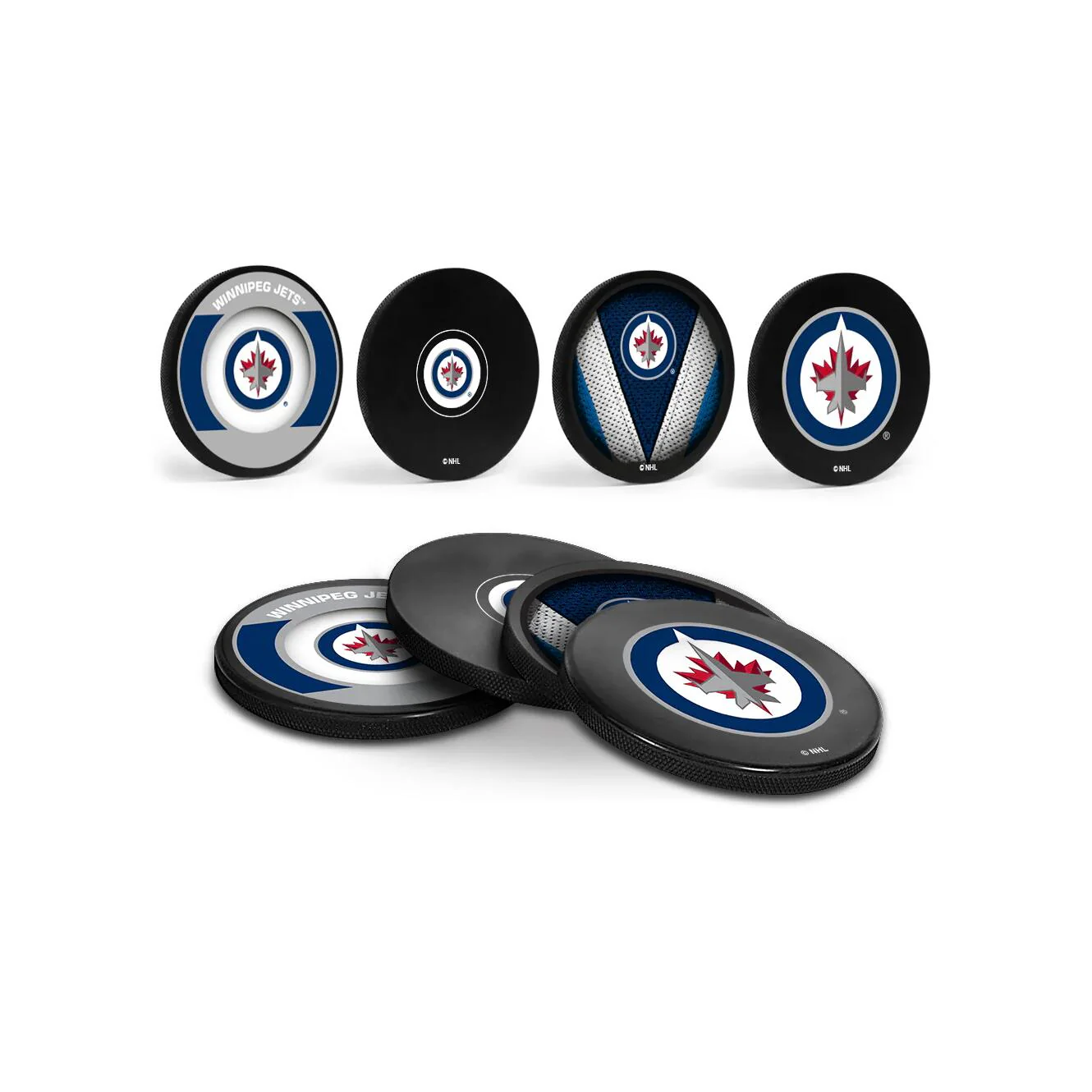 Inglasco NHL Puck Drink Coasters In Cube (4-Pack) - Winnipeg Jets - Image 2