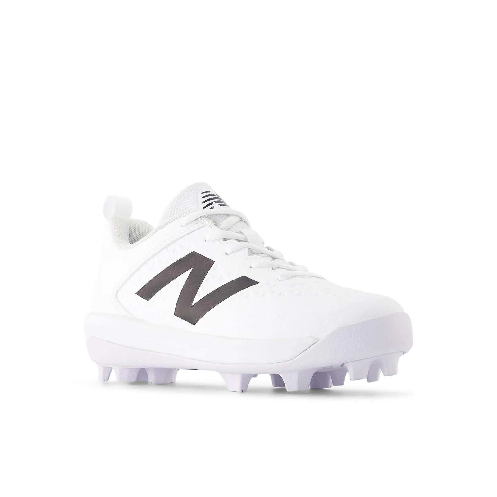 New Balance 4040 V8 Youth Rubber-Molded Baseball Cleats - White/White - Image 2