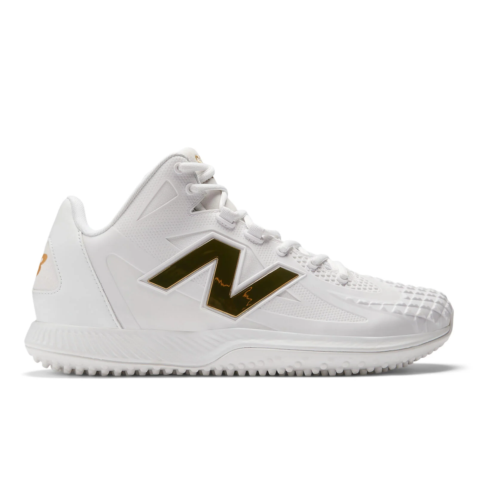 New Balance FuelCell OHTANI 1 Turf Baseball Shoes - White/Metallic Gold