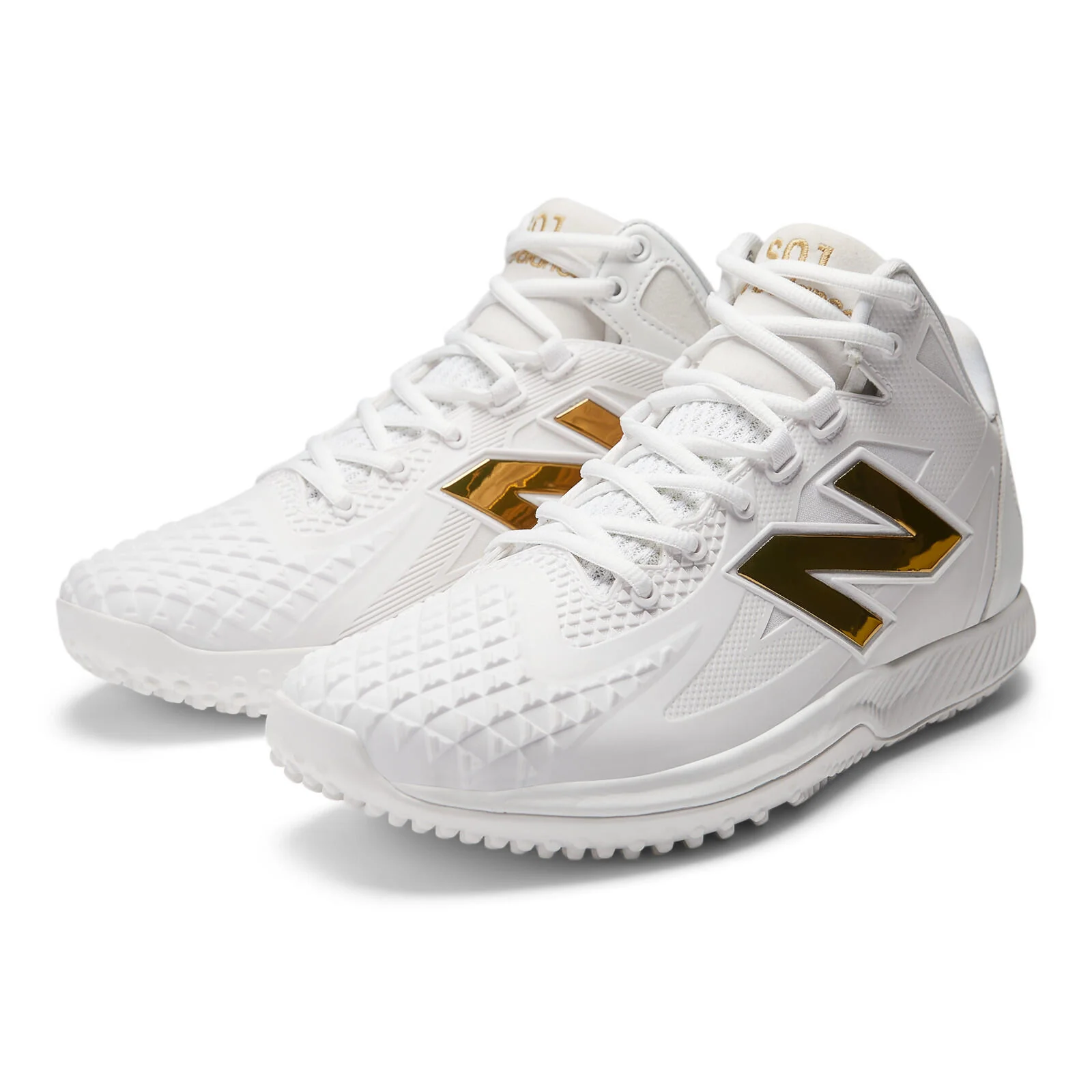 New Balance FuelCell OHTANI 1 Turf Baseball Shoes - White/Metallic Gold - Image 4