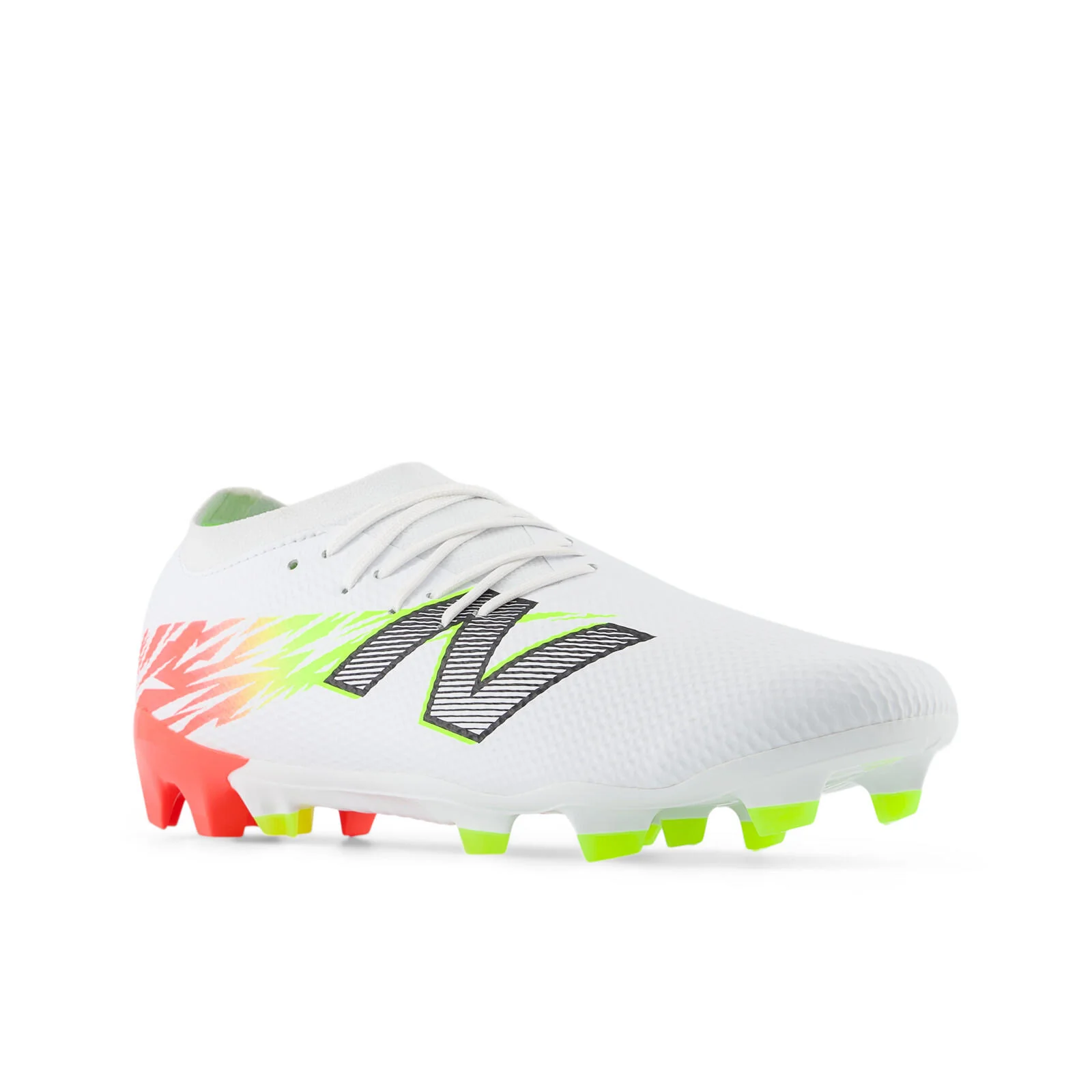 New Balance Furon Team FG V8 Men's Soccer Cleats - White/Energy Red/Hi-Lite - Image 2