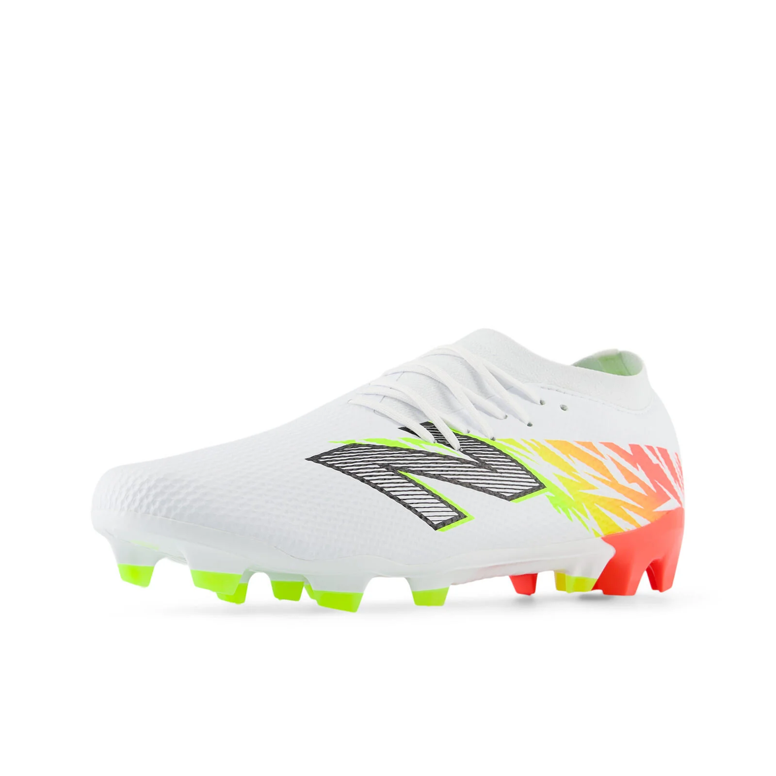 New Balance Furon Team FG V8 Men's Soccer Cleats - White/Energy Red/Hi-Lite - Image 3
