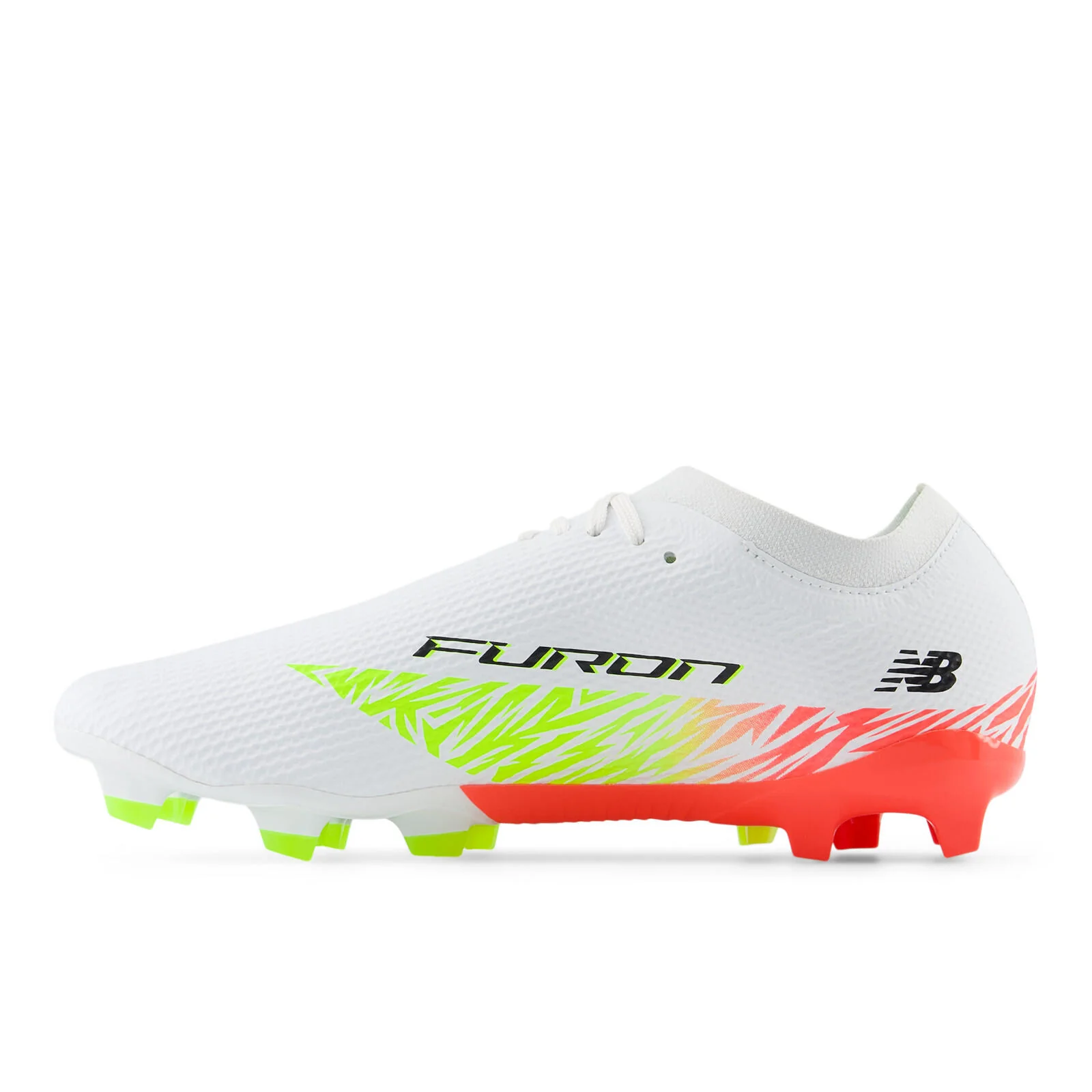 New Balance Furon Team FG V8 Men's Soccer Cleats - White/Energy Red/Hi-Lite - Image 4