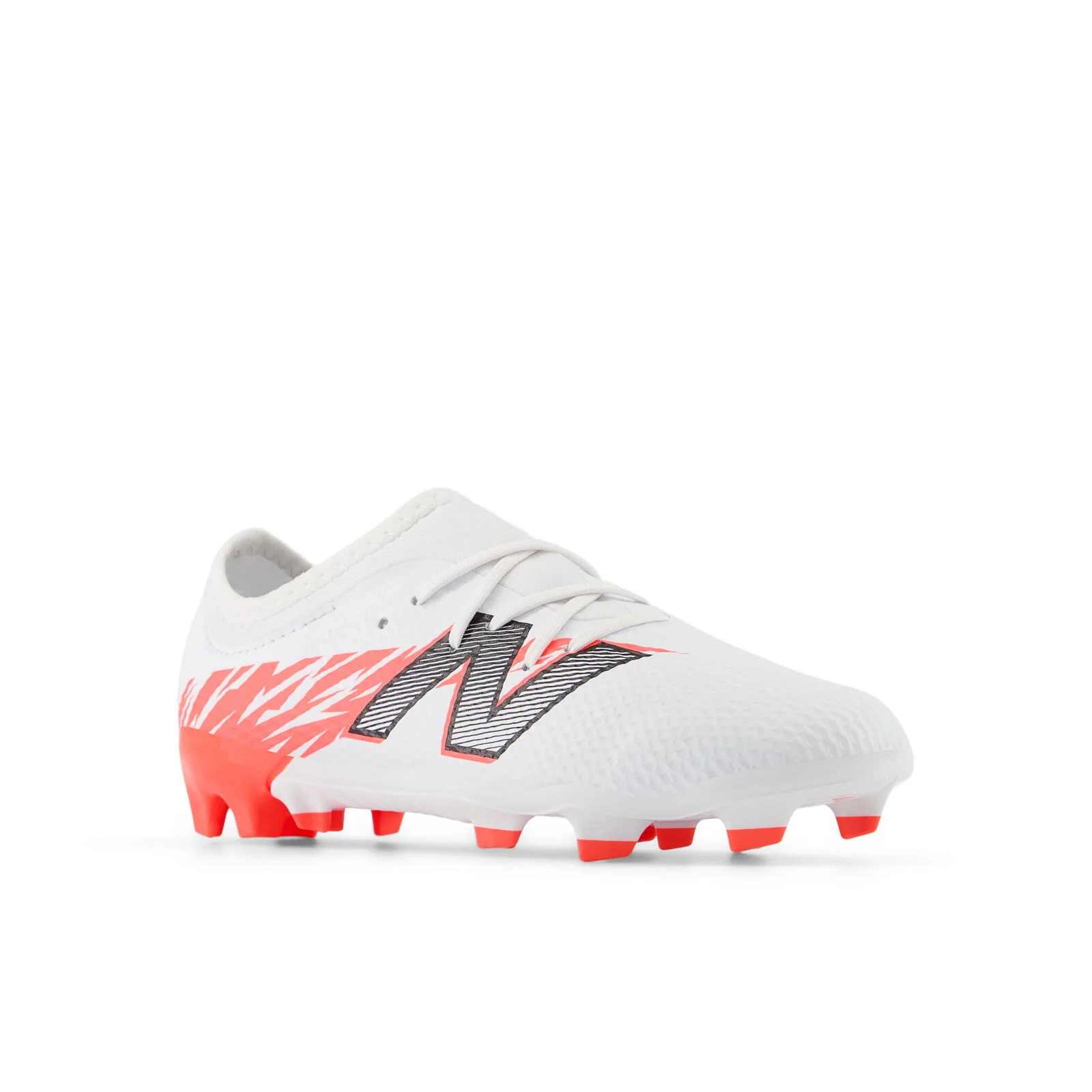 New Balance Furon Team JNR FG V8 Youth Soccer Cleats - White/Energy Red/Black - Image 2
