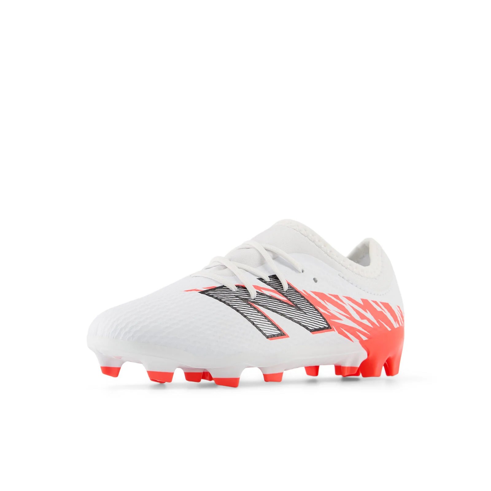 New Balance Furon Team JNR FG V8 Youth Soccer Cleats - White/Energy Red/Black - Image 3