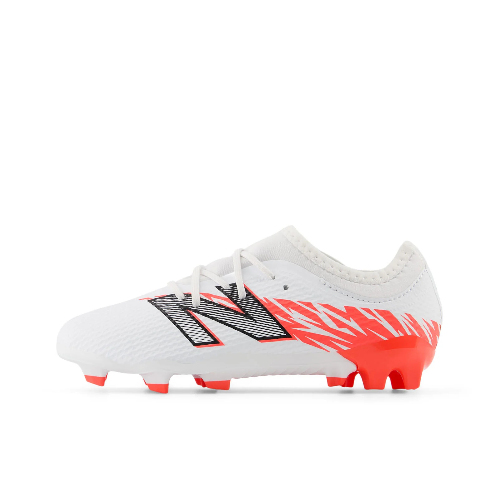 New Balance Furon Team JNR FG V8 Youth Soccer Cleats - White/Energy Red/Black - Image 4