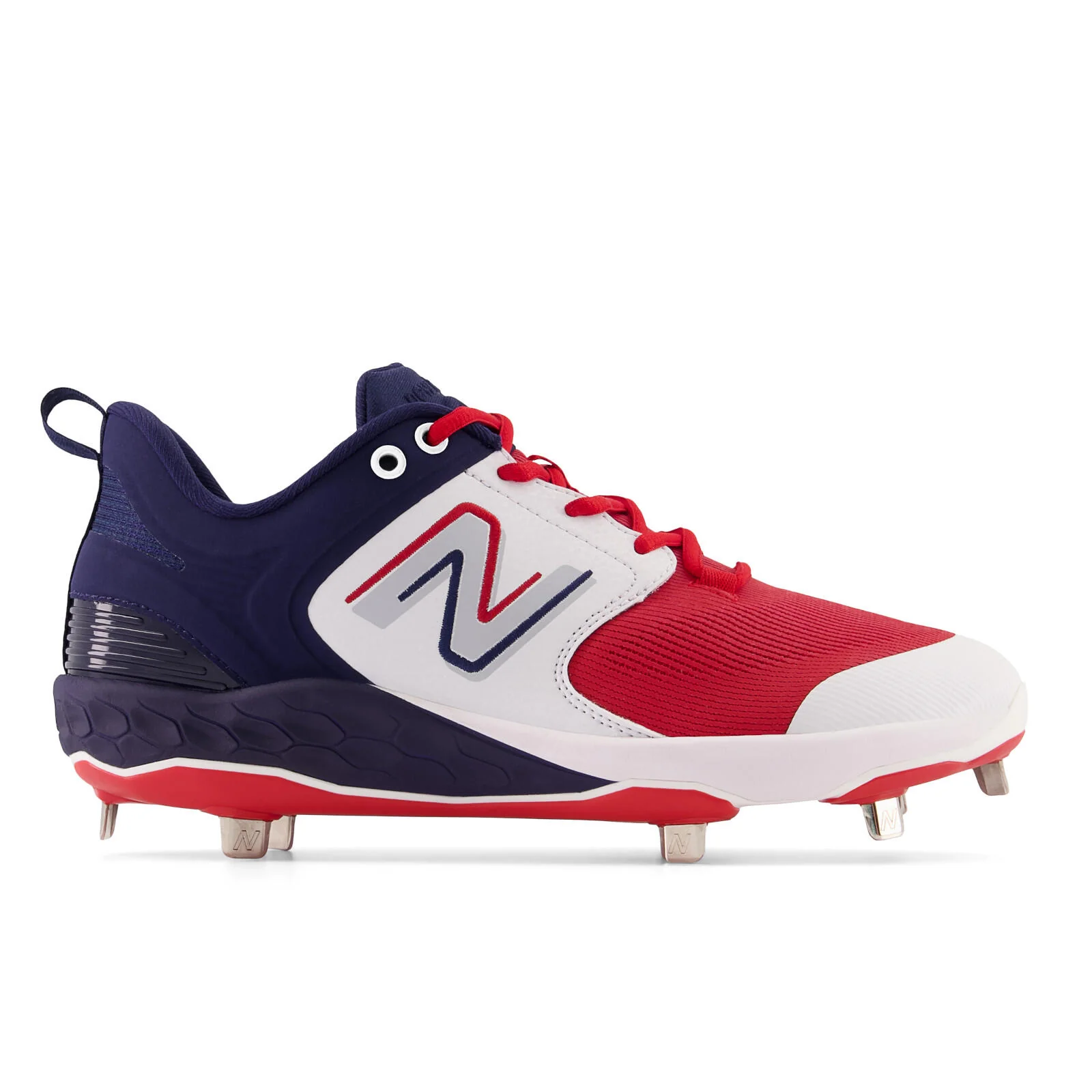 New Balance Fresh Foam X 3000 V6 Mens Metal Baseball Cleats - Red/White/Blue - Image 5