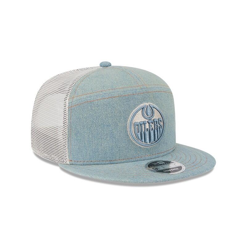 New Era 9FIFTY Edmonton Oilers Split Panel Hat - Denim - Image 2