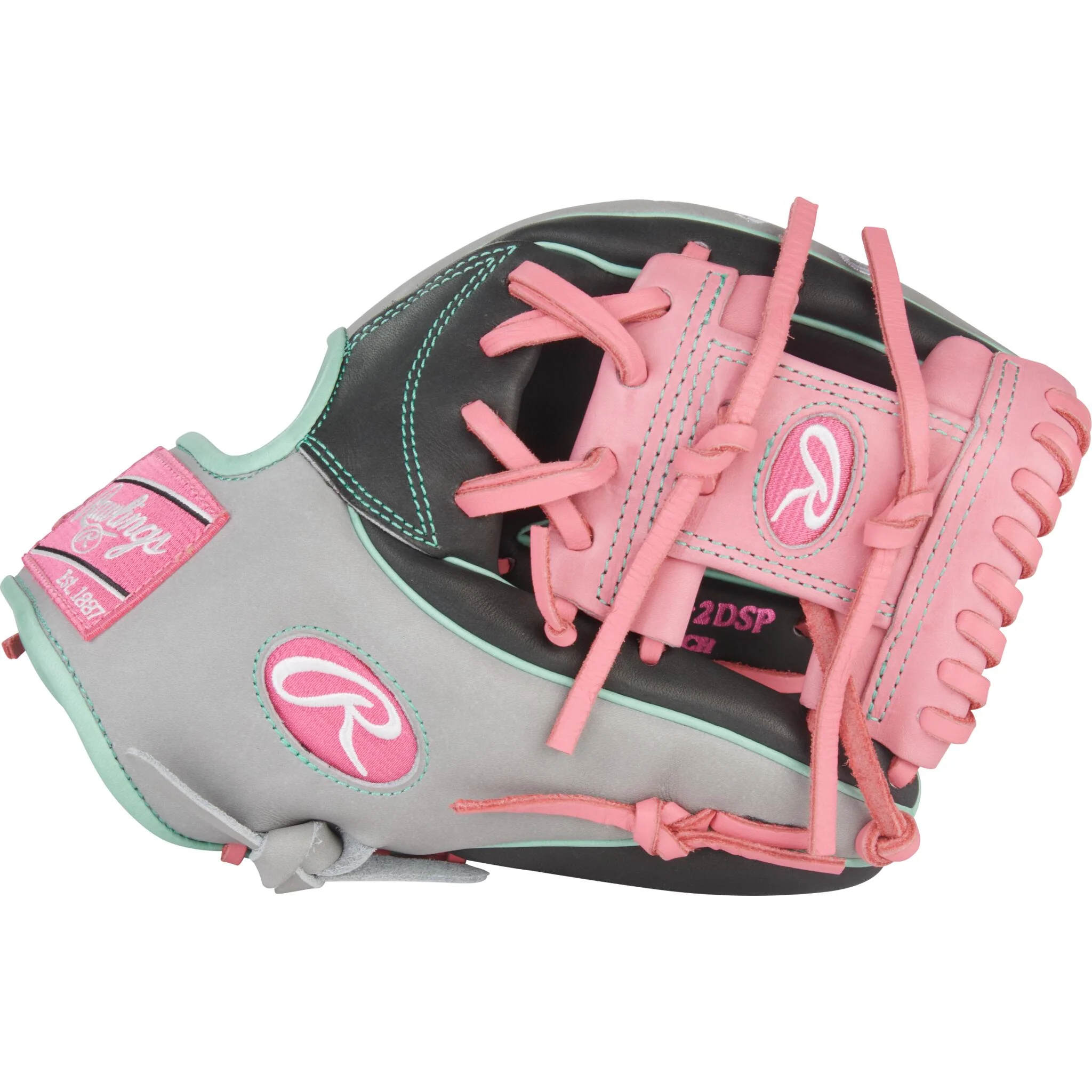 Rawlings Heart of the Hide 11.5" Baseball Glove - Dark Shadow/Gray/Pink - Right Hand Throw - Image 3