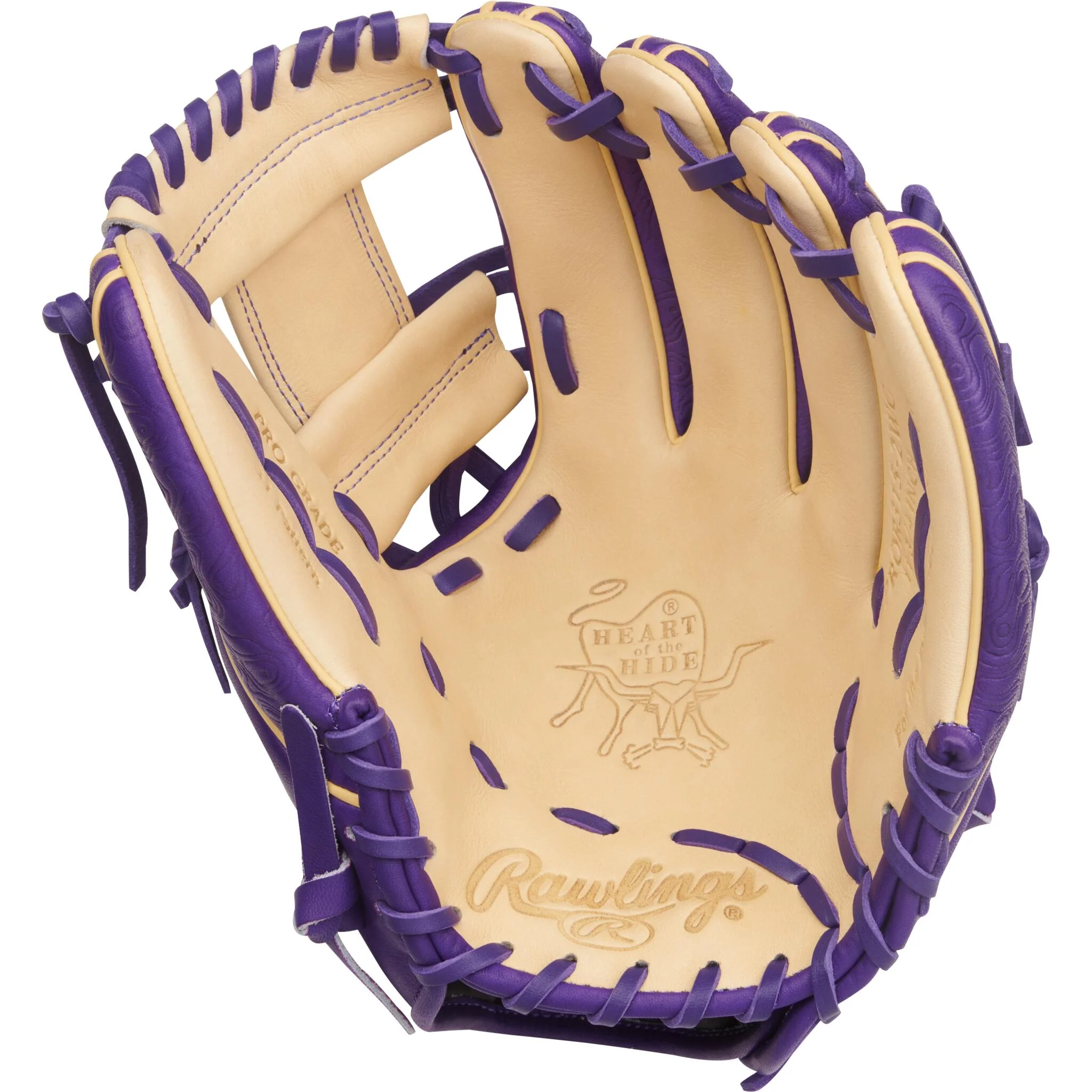 Rawlings Heart of the Hide 11.75" Baseball Glove - Camel/Purple - Right Hand Throw - Image 2