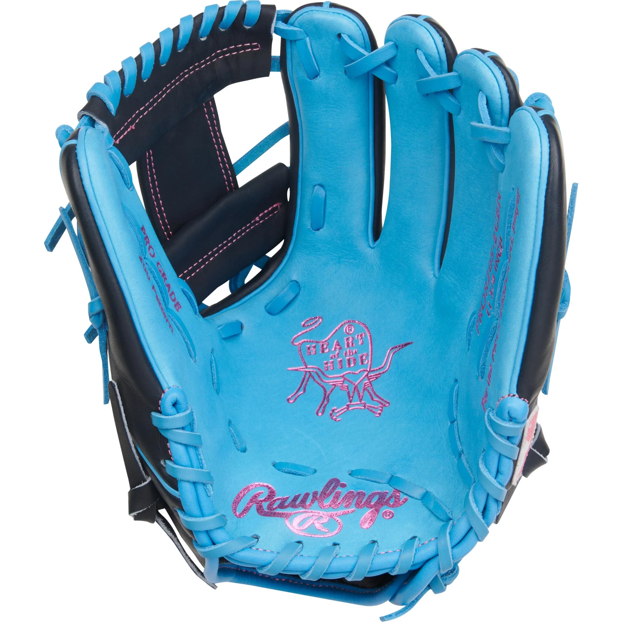 Rawlings Heart of the Hide 11.75" Baseball Glove - Columbia Blue/Navy - Right Hand Throw - Image 2