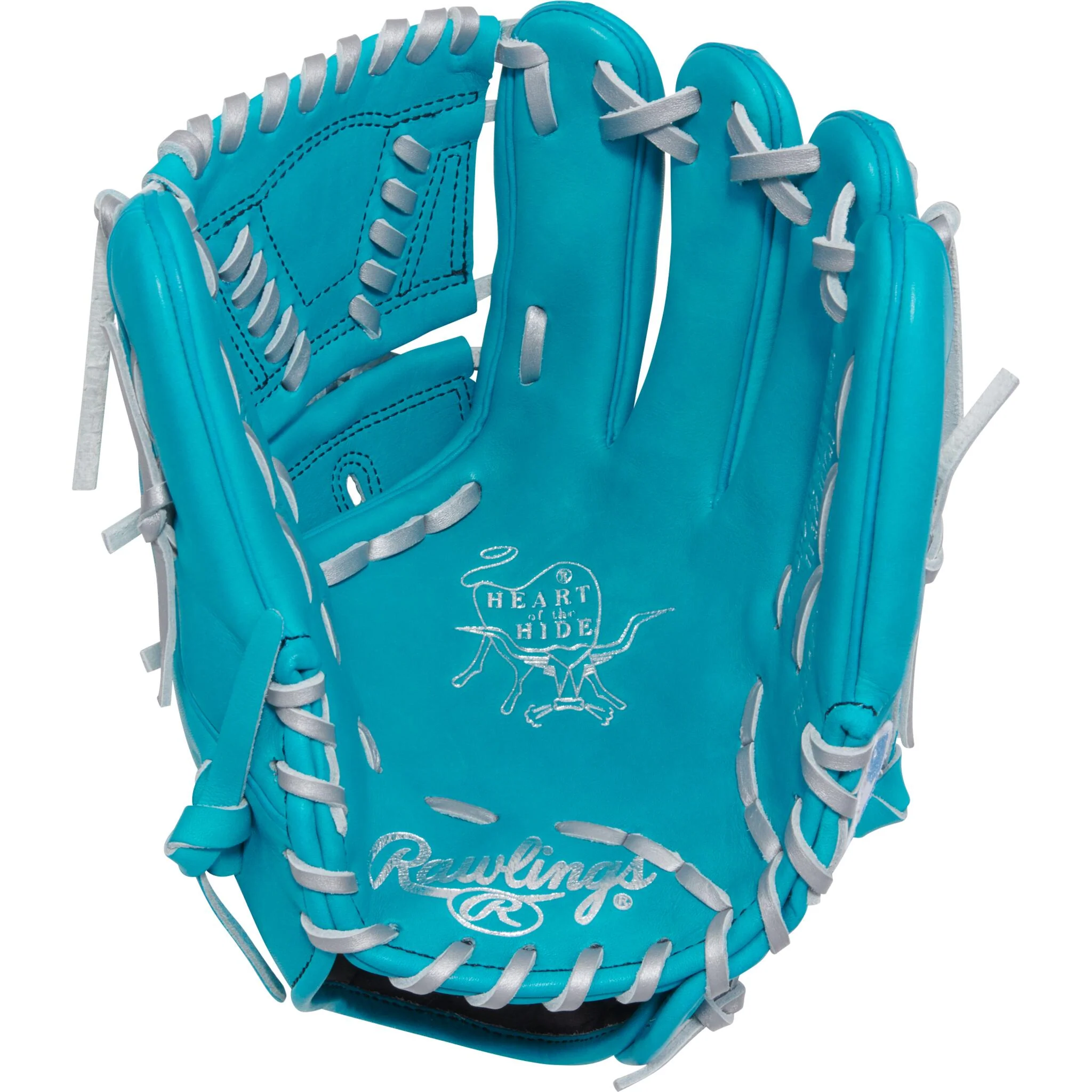 Rawlings Heart of the Hide 11.75" Pitcher's Baseball Glove - Cyan/Silver - Right Hand Throw - Image 2