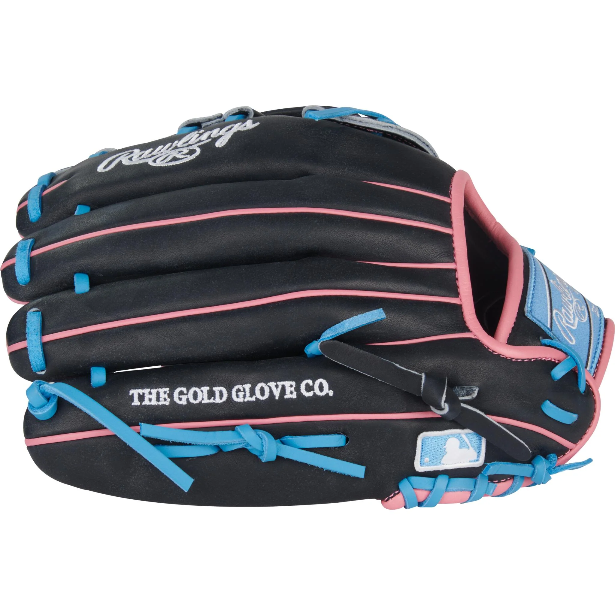 Rawlings Heart of the Hide 12.5" Baseball Glove - Black/Columbia Blue/Pink - Right Hand Throw - Image 4