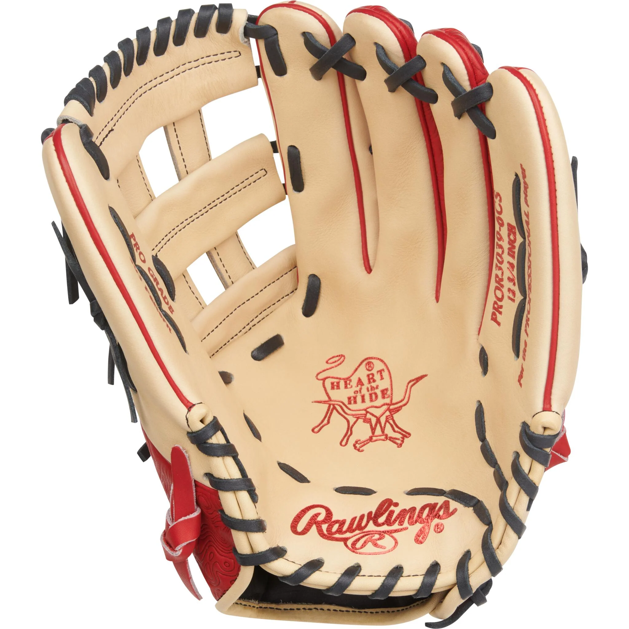 Rawlings Heart of the Hide 12.75" Baseball Glove - Camel/Scarlet - Right Hand Throw - Image 2
