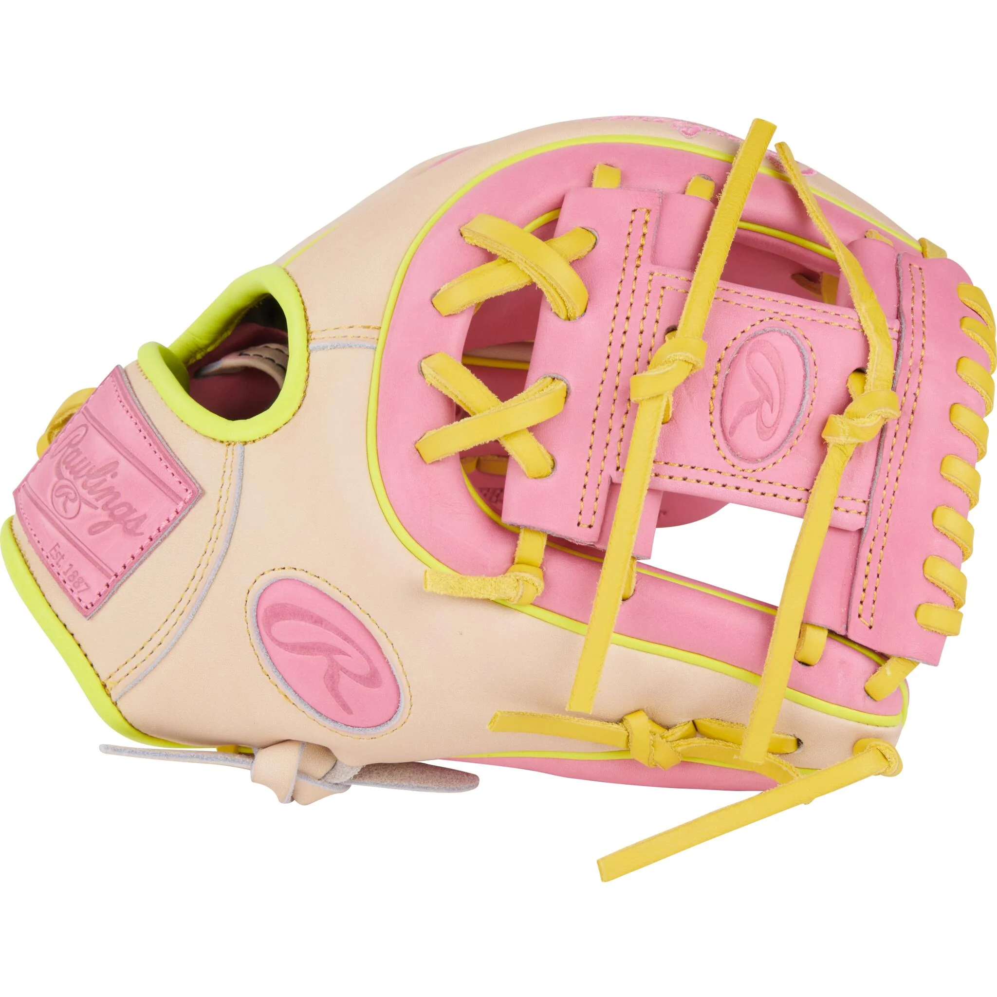 Rawlings Heart Of The Hide ColorSync 9.0 11.25" Baseball Glove (2025) - Pink/Yellow - Image 4