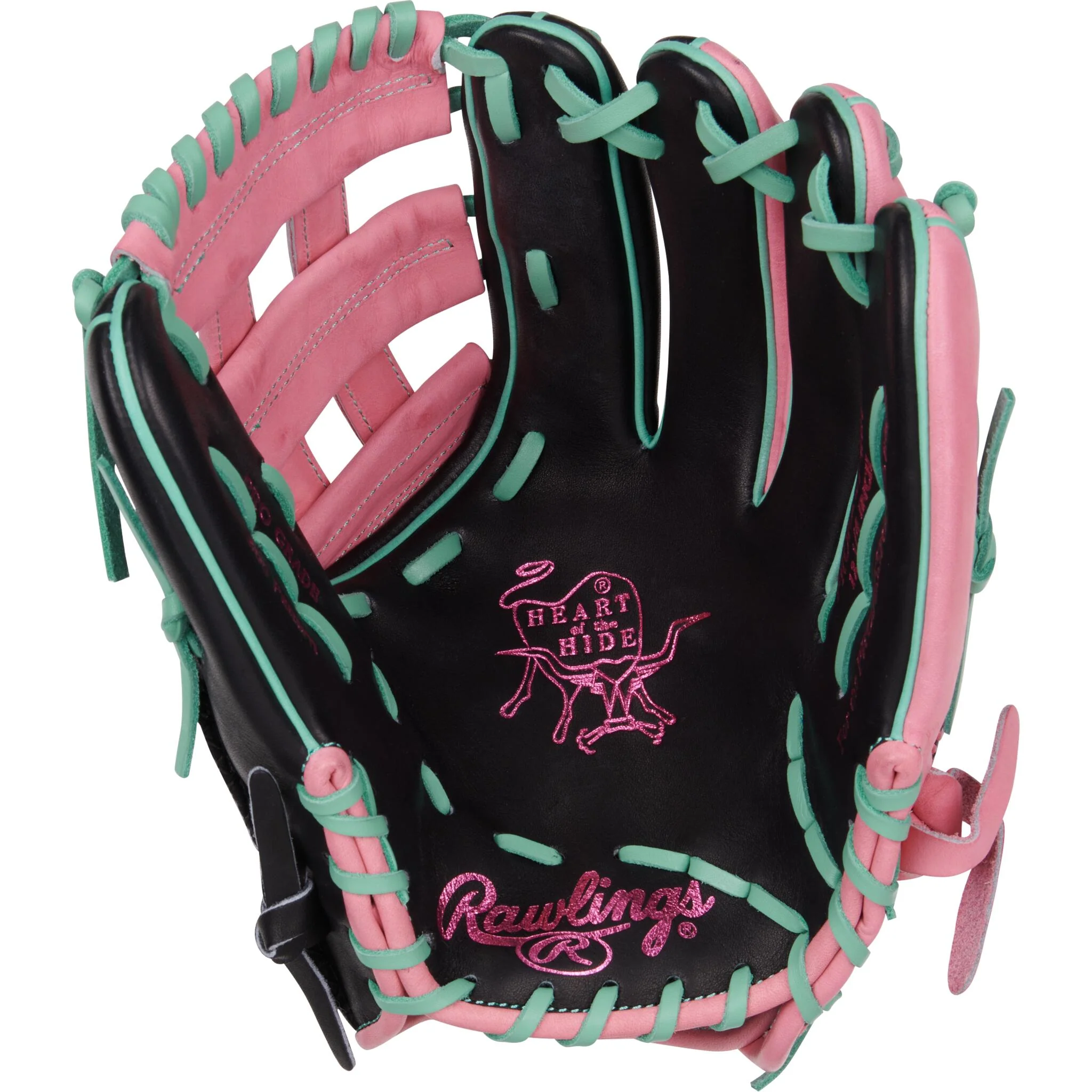 Rawlings Heart of the Hide ColorSync 9.0 12.25" Baseball Glove - Black/Teal/Pink (2025) - Image 2