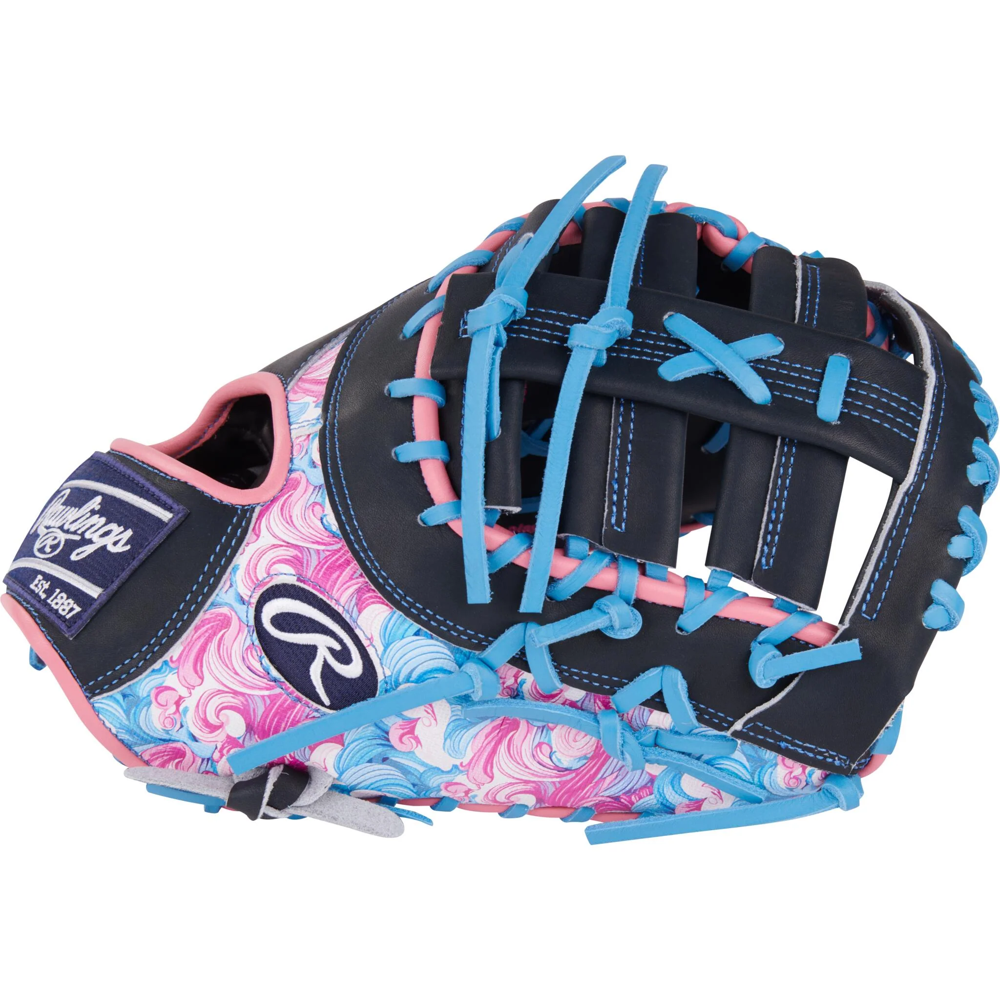 Rawlings Heart of the Hide ColorSync 9.0 13" First Base Mitt - Navy/Swirl (2025) - Image 4