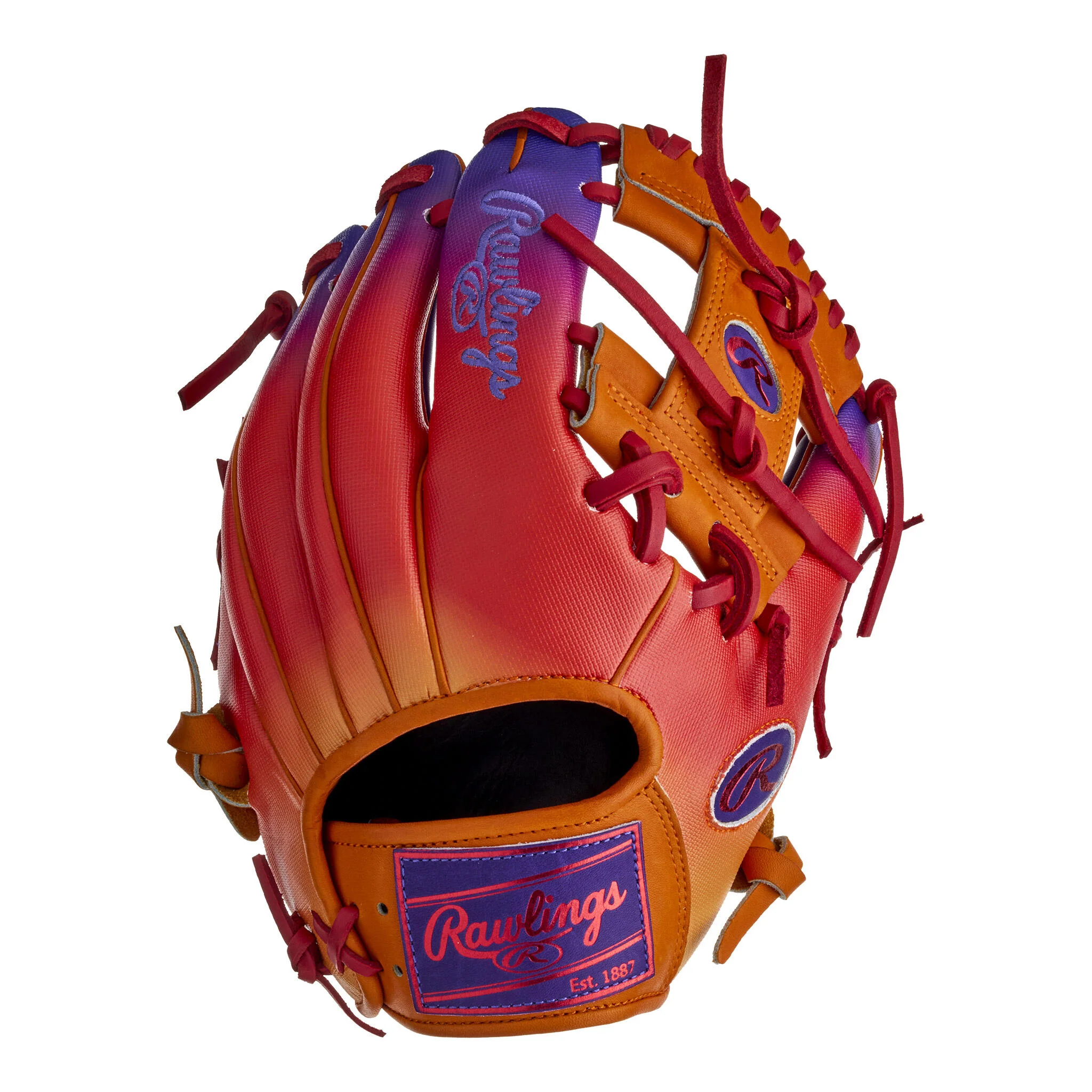 Rawlings Heart of the Hide Funburst Series 11.5" Baseball Glove - Source Exclusive Orange/Purple (2025)