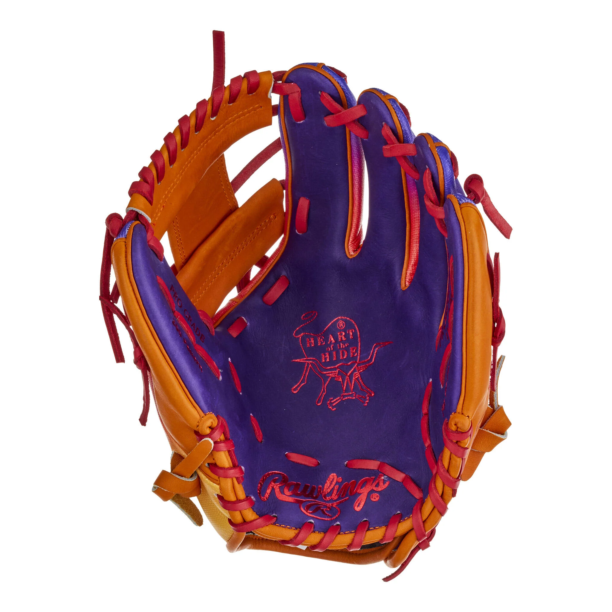 Rawlings Heart of the Hide Funburst Series 11.5" Baseball Glove - Source Exclusive Orange/Purple (2025) - Image 2