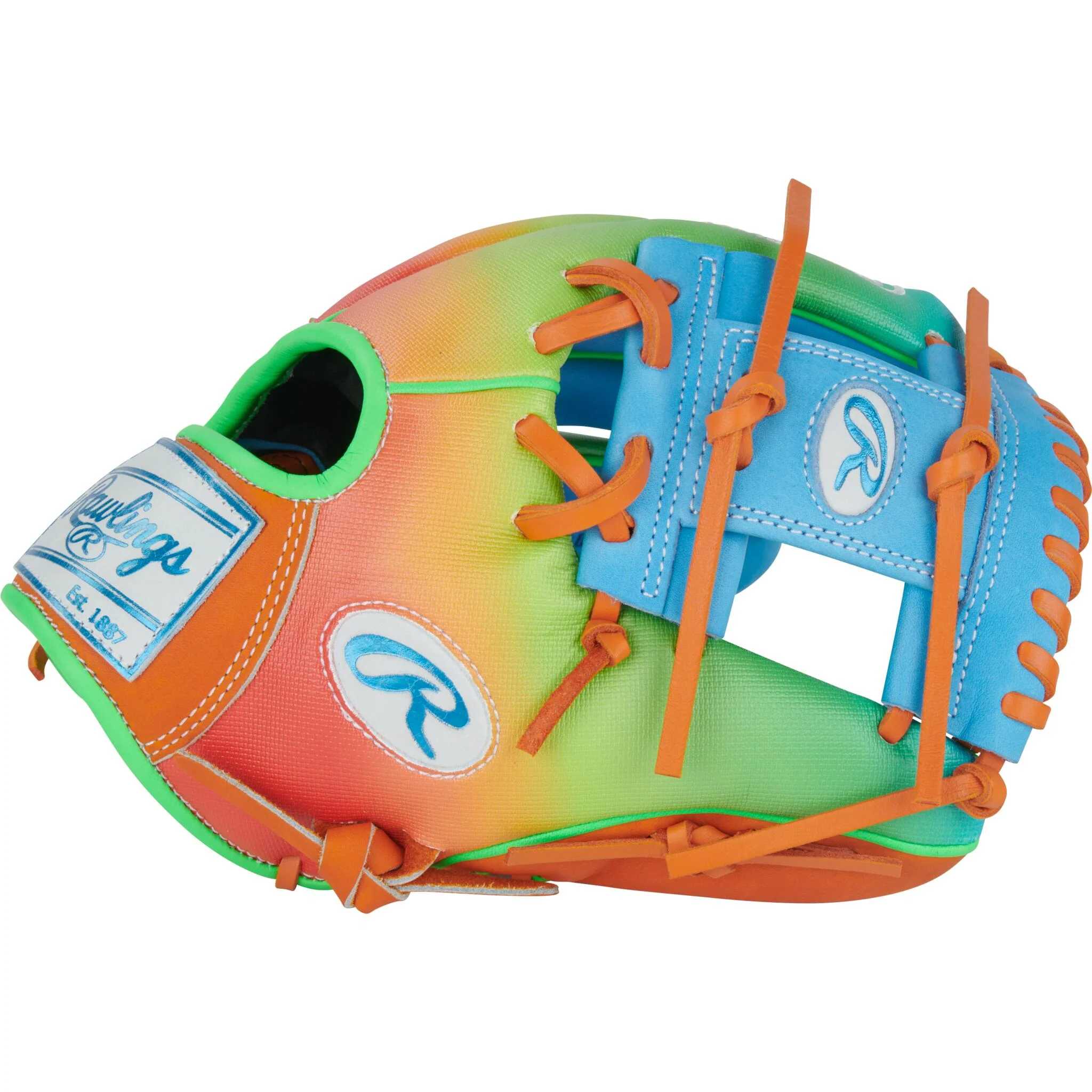 Rawlings Heart of the Hide Funburst Series 11.5" Baseball Glove - Source Exclusive Green/Blue (2025) - Image 4