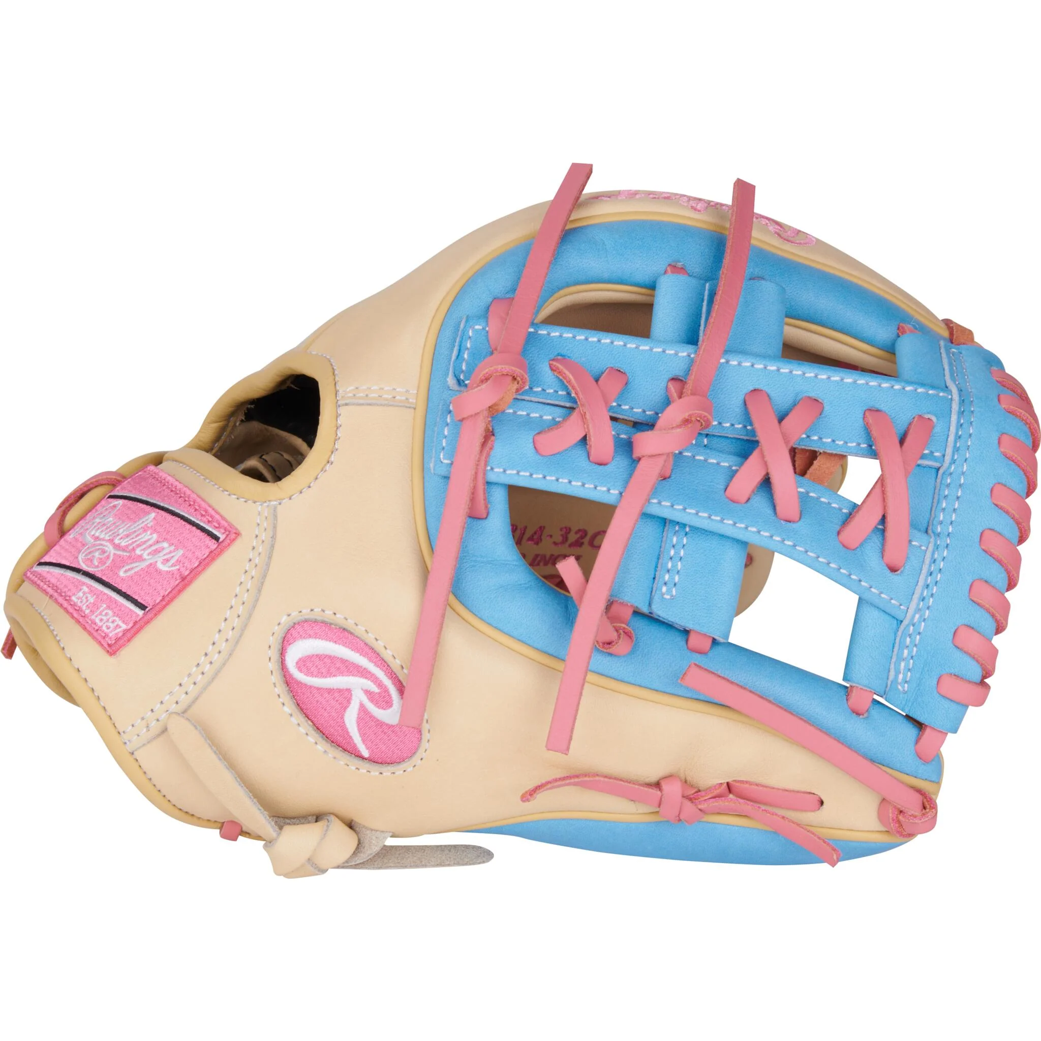 Rawlings Heart Of The Hide Series 11.5" Baseball Glove - Camel/Columbia Blue - Right Hand Throw - Image 4
