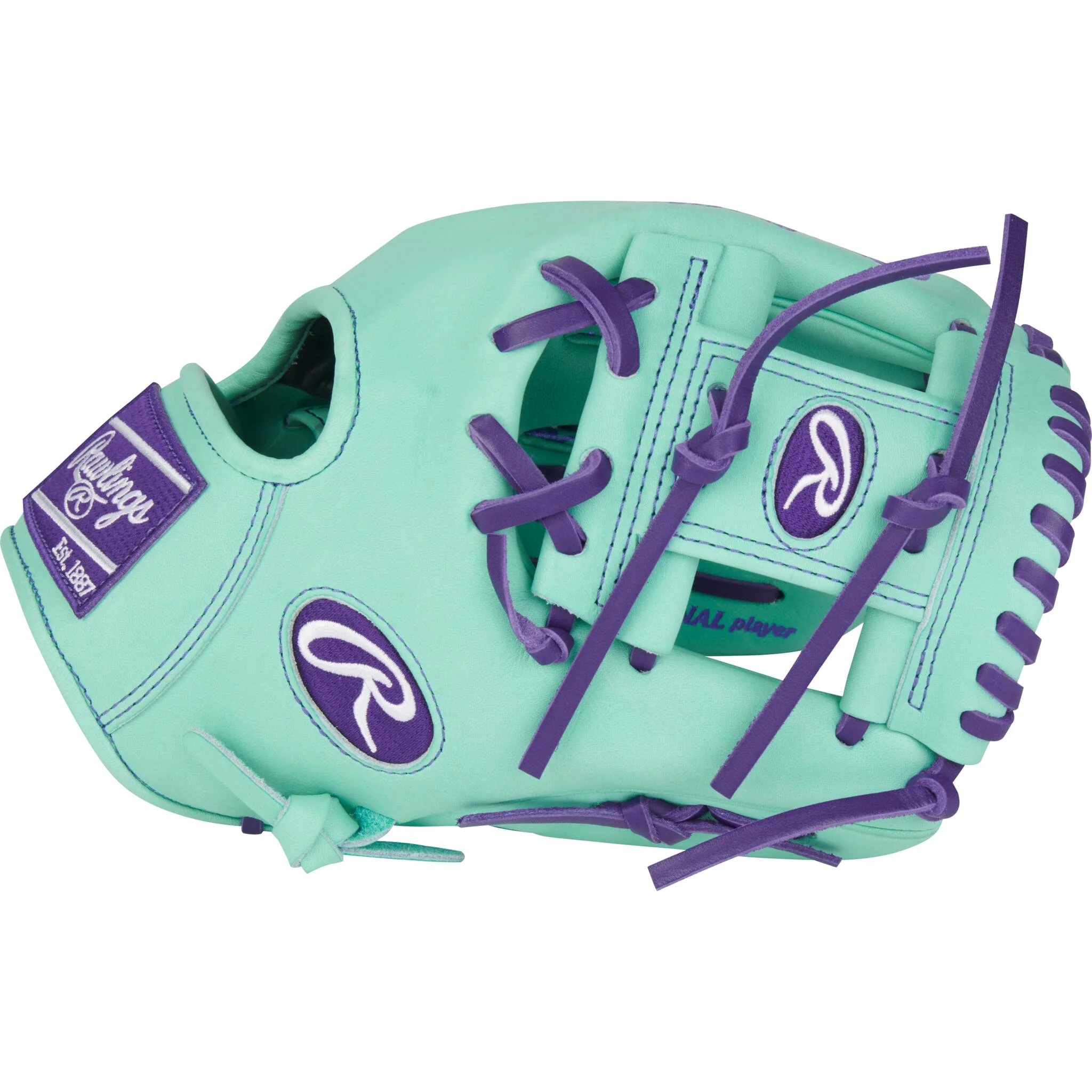 Rawlings Heart of the Hide Series 11.5" Baseball Glove - Mint/Purple - Right Hand Throw - Image 3
