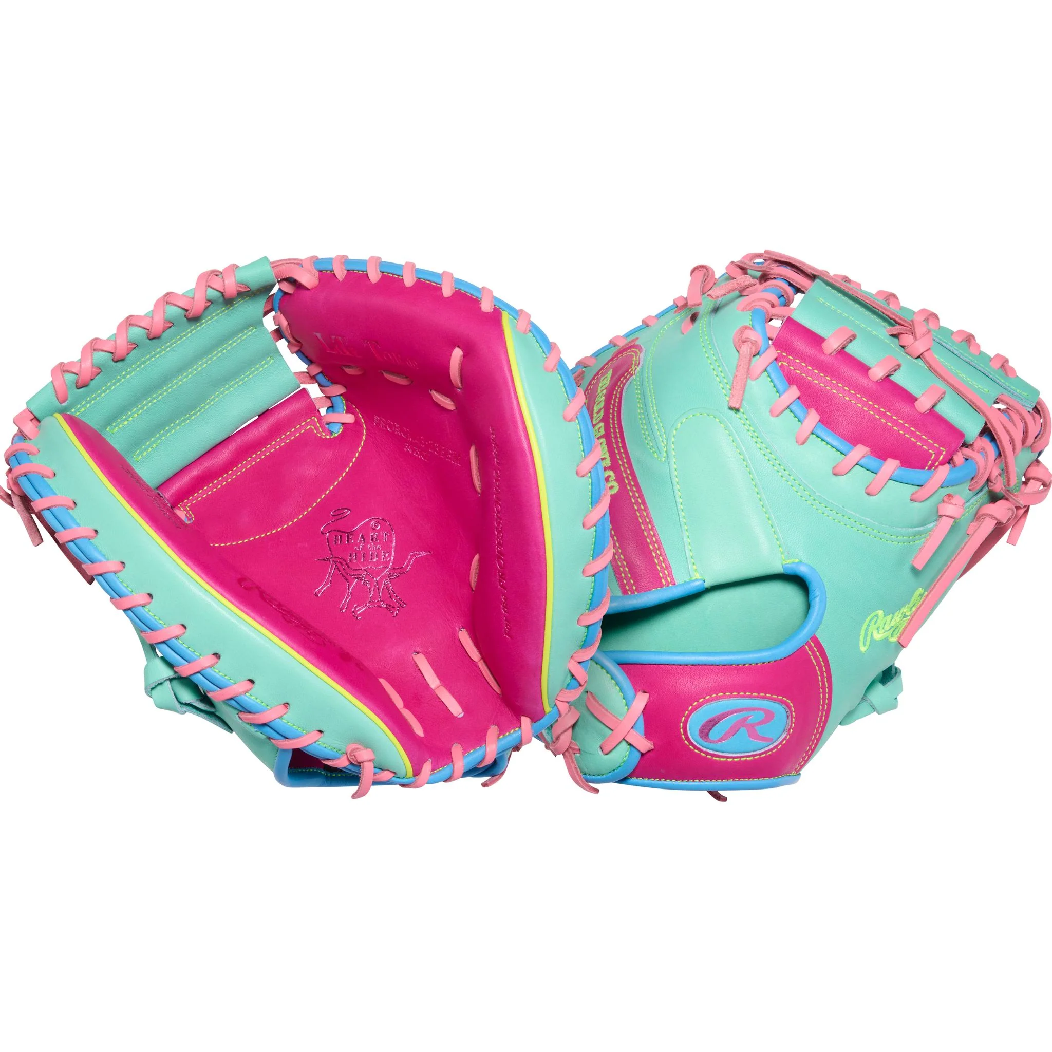 Rawlings Heart of the Hide Colour Sync 10 Berry Mint 34" Catcher’s Mitt (2026) - Right Hand Throw - Image 5