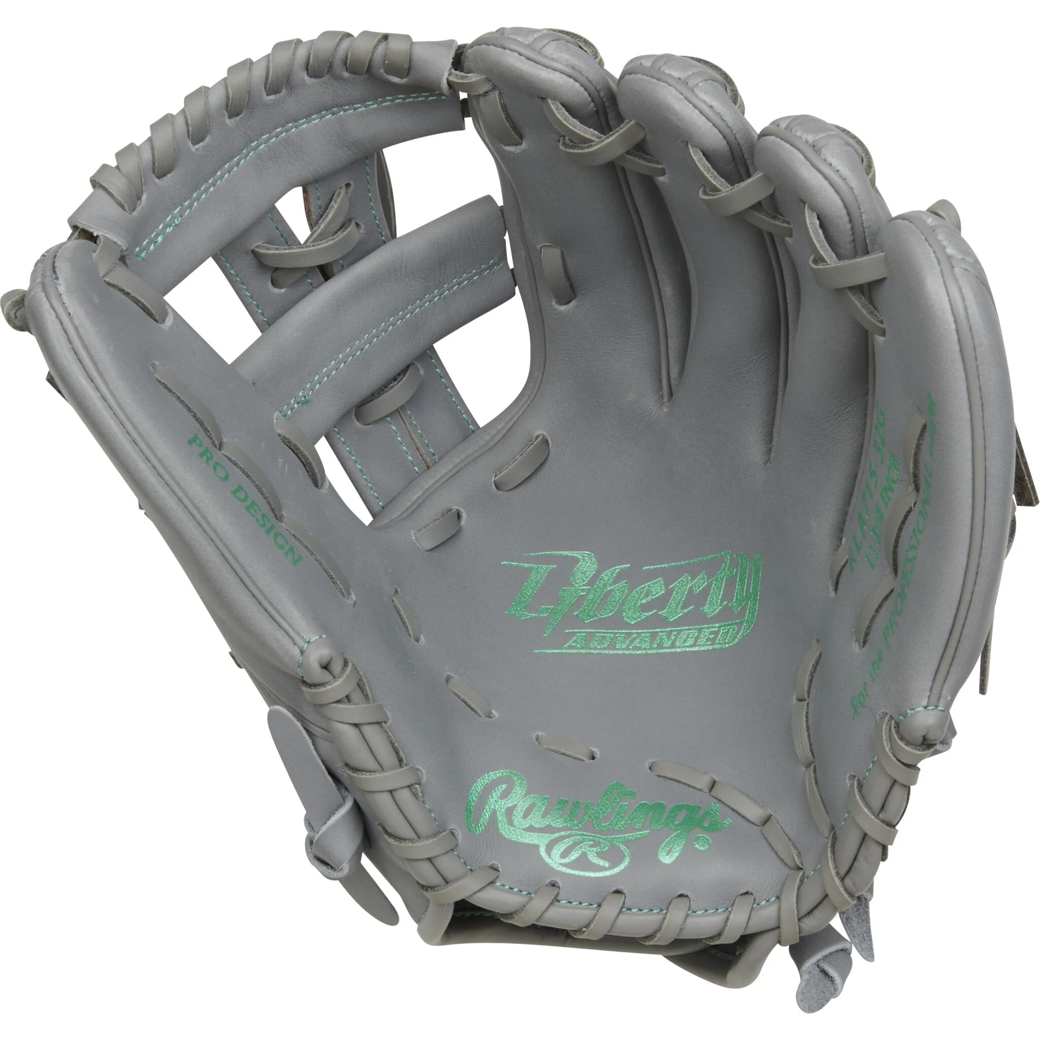 Rawlings Liberty Advanced 11.75" Fastpitch Softball Glove - Grey/Mint - Right Hand Throw - Image 2