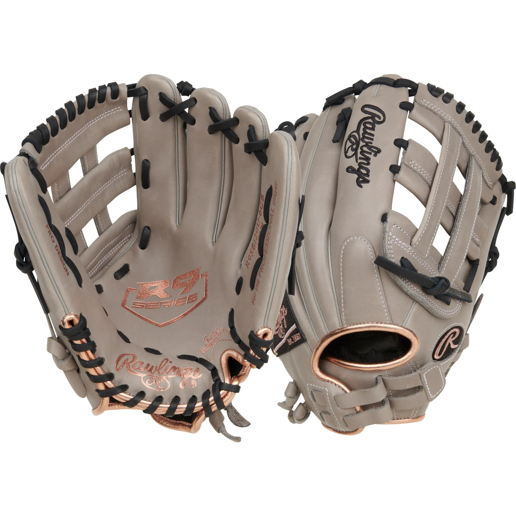 Rawlings R9 Contour 12" Fastpitch Softball Glove - Grey - Image 3
