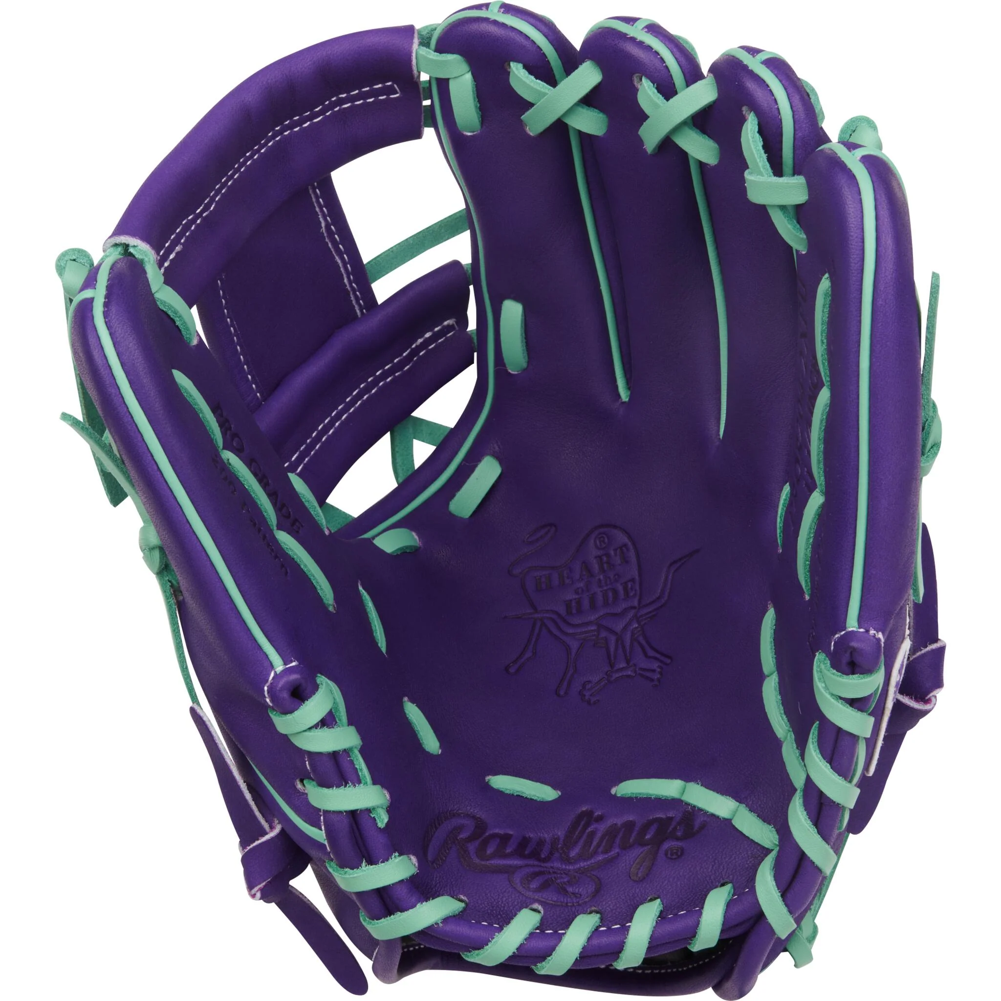 Rawlings Heart of the Hide Series 11.5" Baseball Glove - Purple/Mint - Right Hand Throw - Image 2
